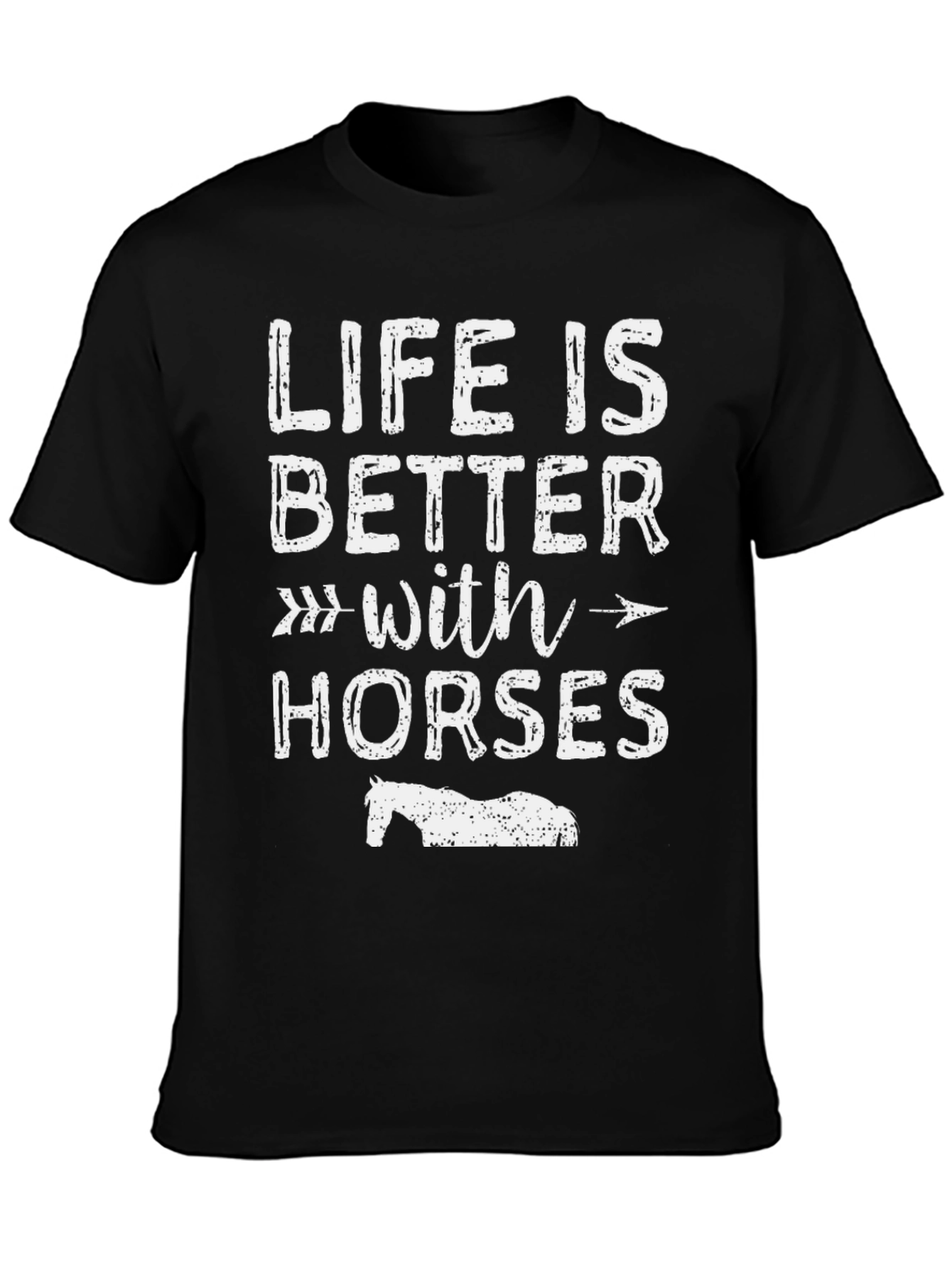 Life is Better With Horses Black T-Shirt