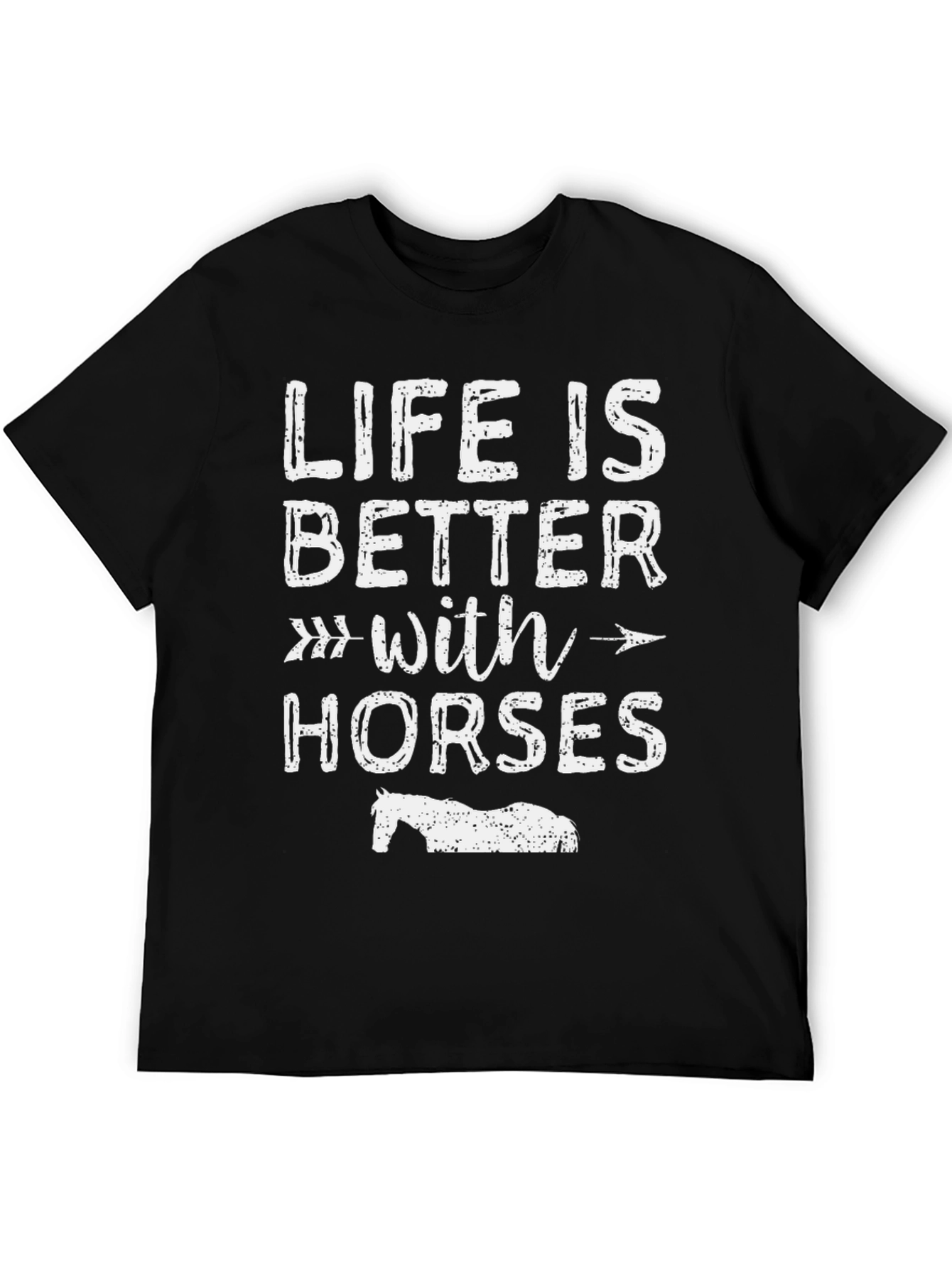 Life is Better With Horses Black T-Shirt