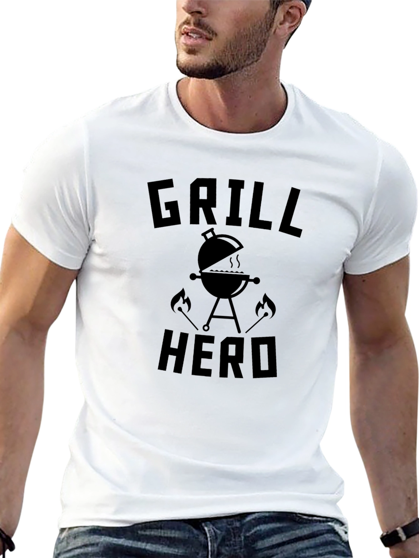 Grill Hero Mens Black T-Shirt BBQ Design