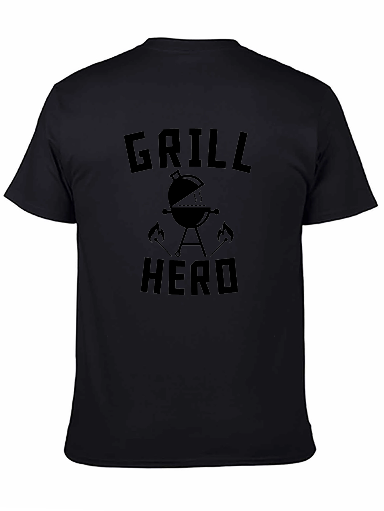 Grill Hero Mens Black T-Shirt BBQ Design