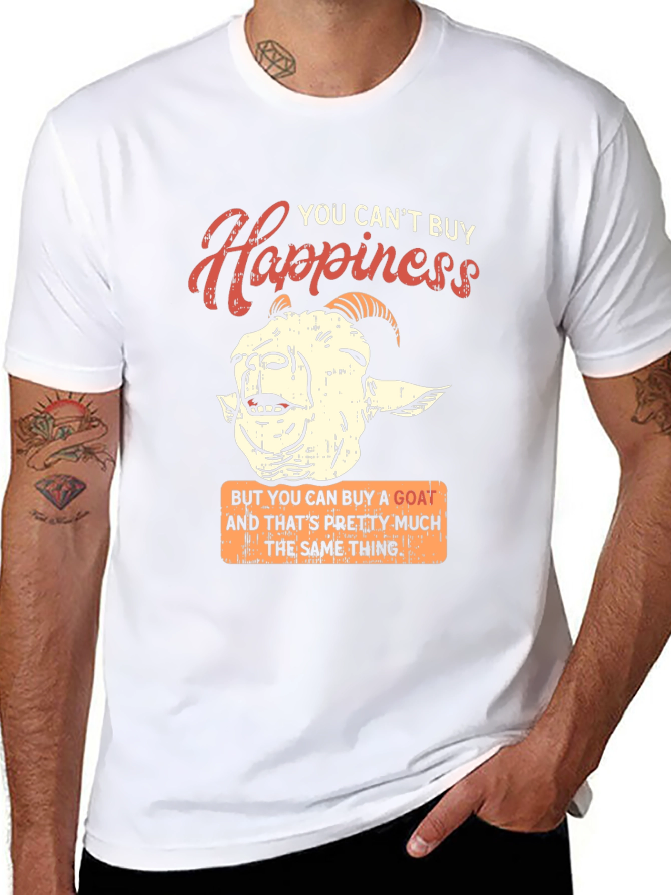 Goat Happiness Graphic Tee - Unique Humor T-Shirt