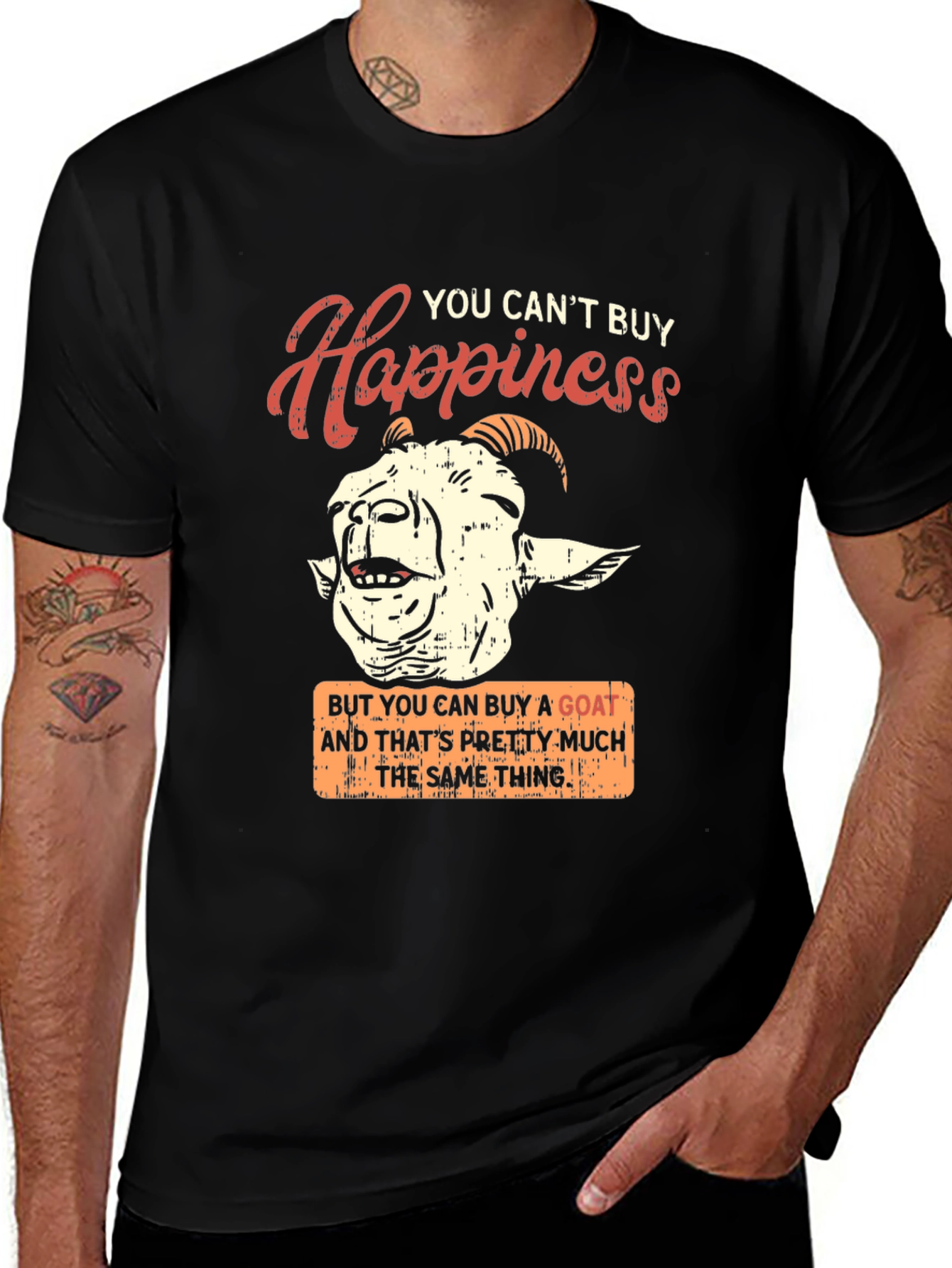 Goat Happiness Graphic Tee - Unique Humor T-Shirt