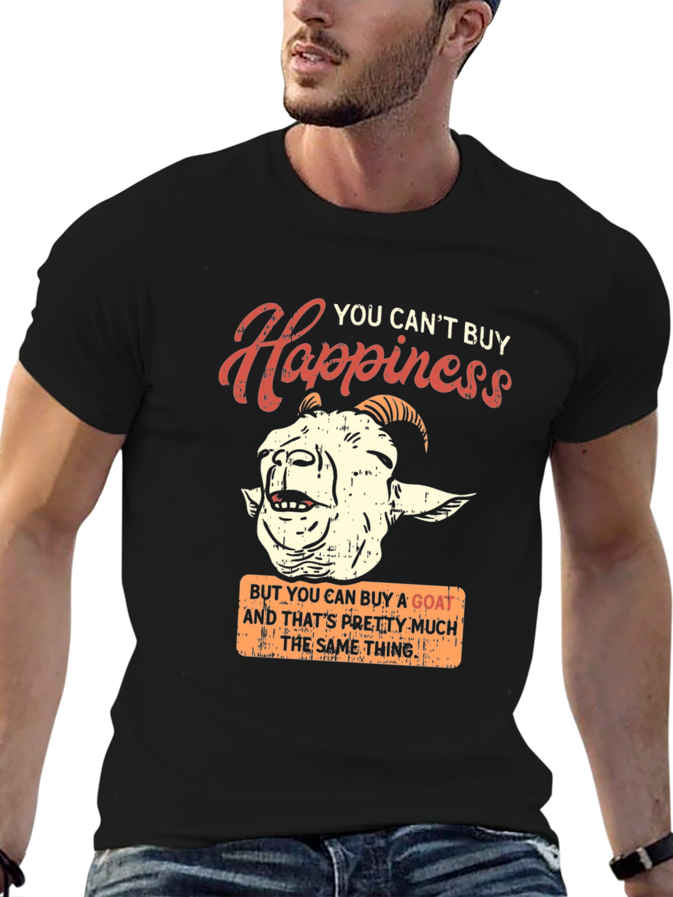 Goat Happiness Graphic Tee - Unique Humor T-Shirt