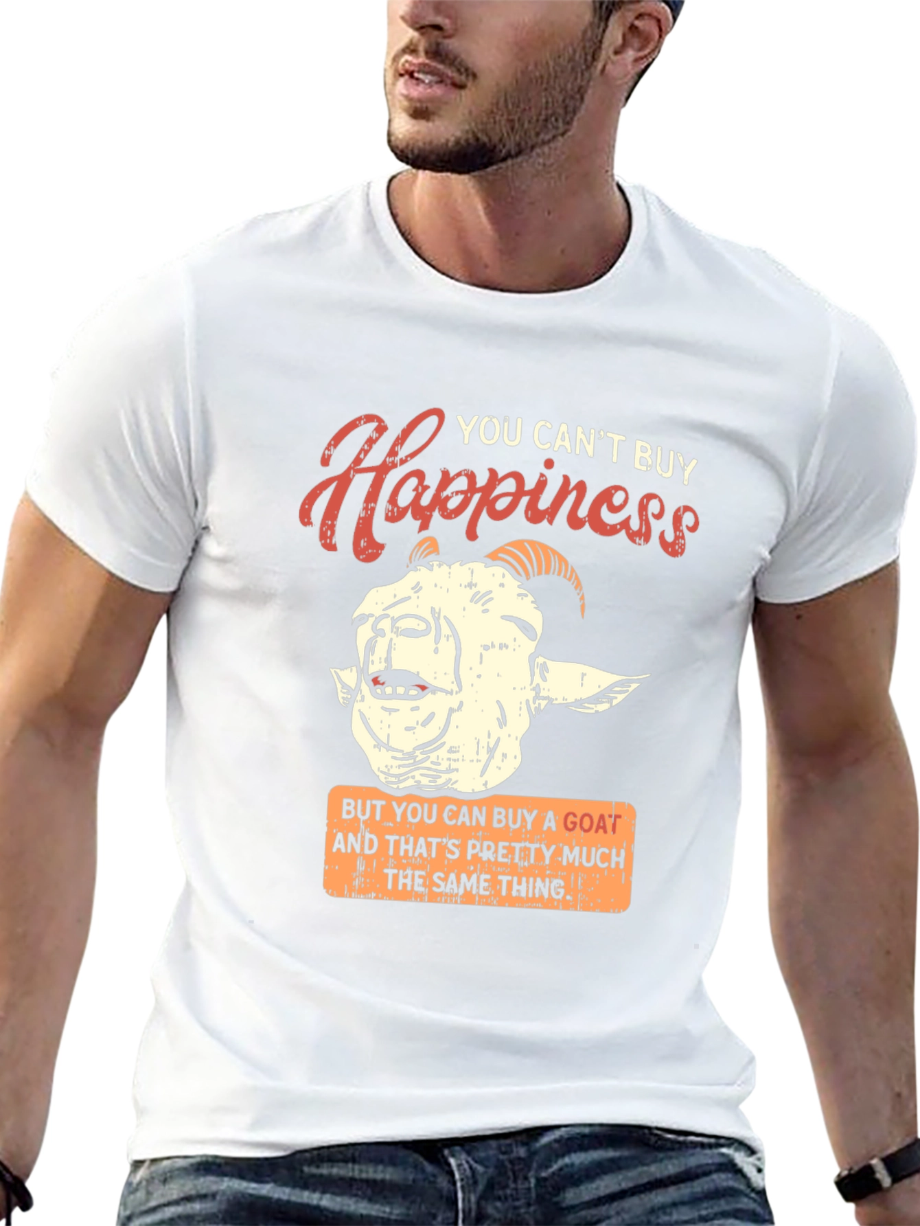 Goat Happiness Graphic Tee - Unique Humor T-Shirt