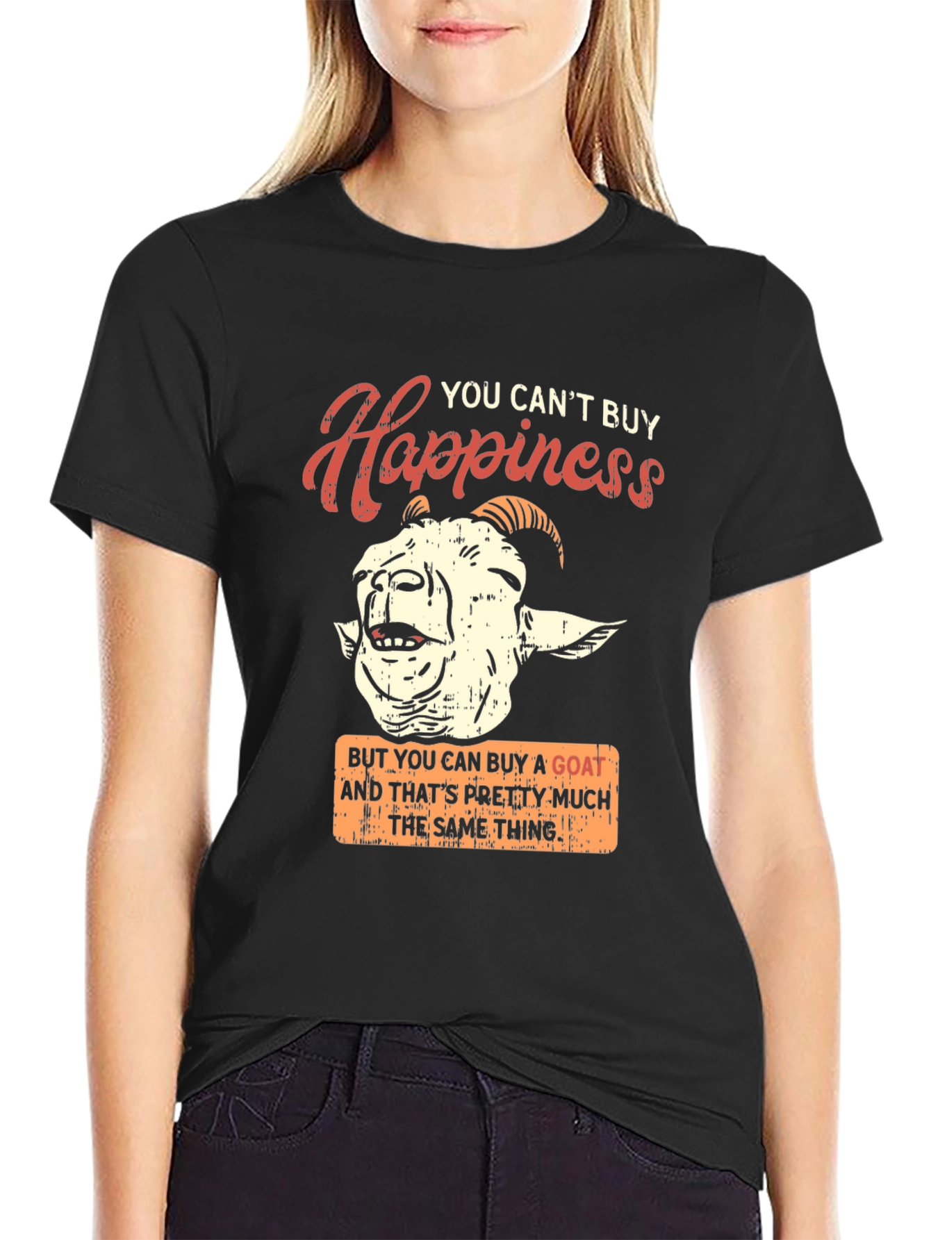 Goat Happiness Graphic Tee - Unique Humor T-Shirt