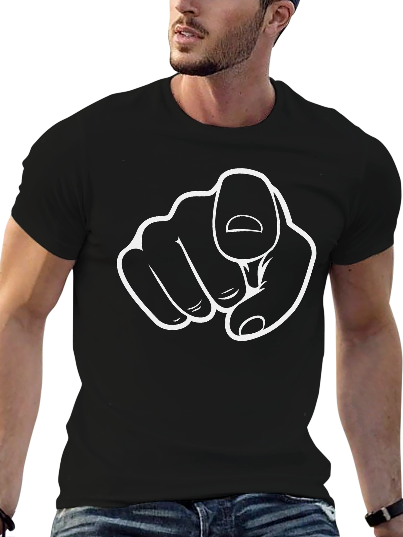 Pointing Finger Graphic Black T-Shirt