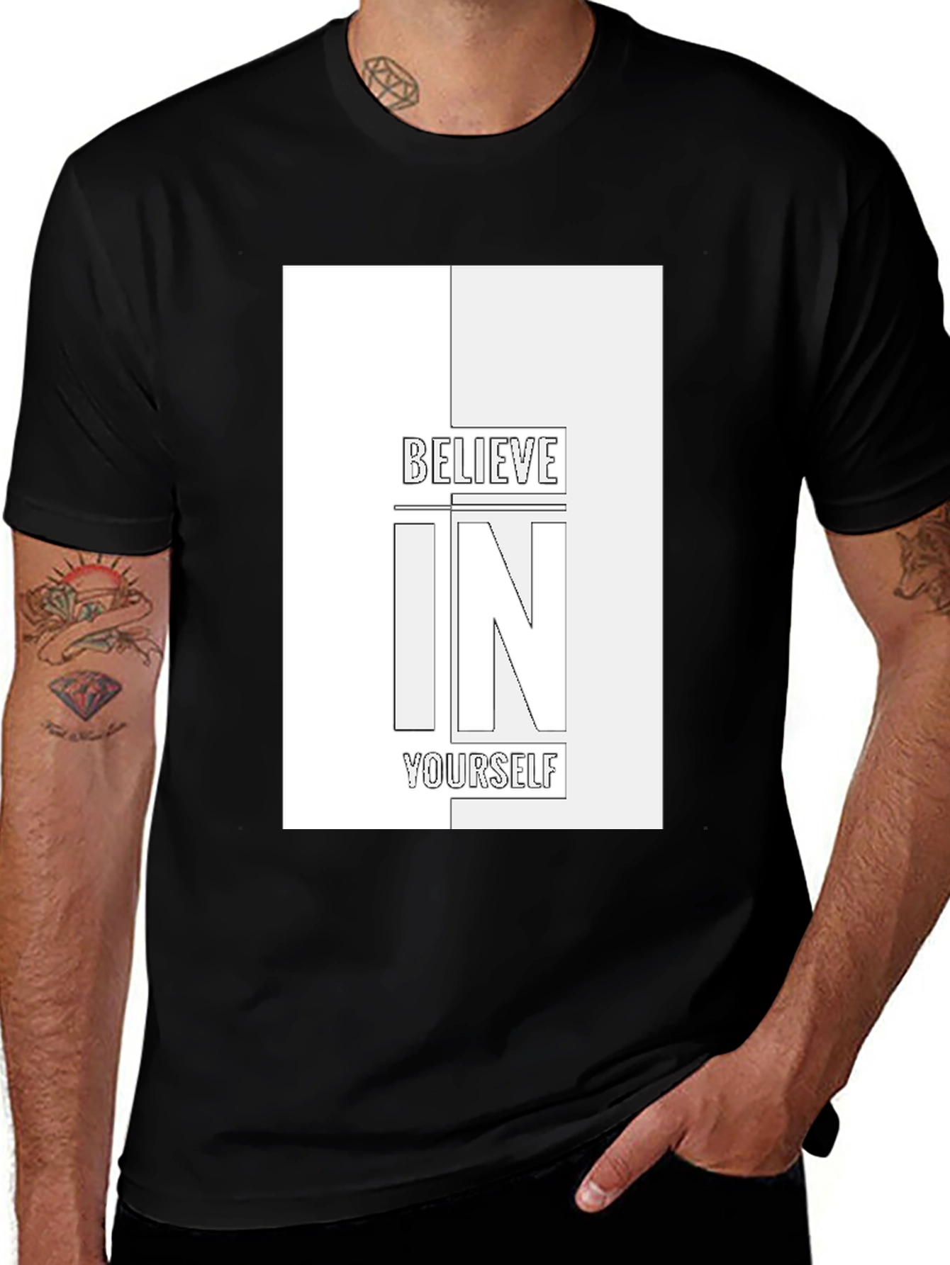 Believe In Yourself Graphic Tee - Black Cotton