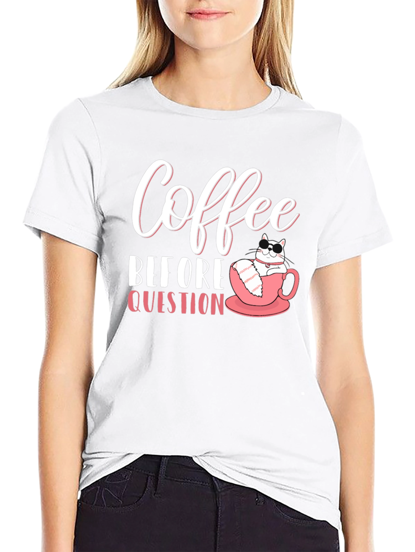 Coffee Before Question T-Shirt - Cat Lover Tee
