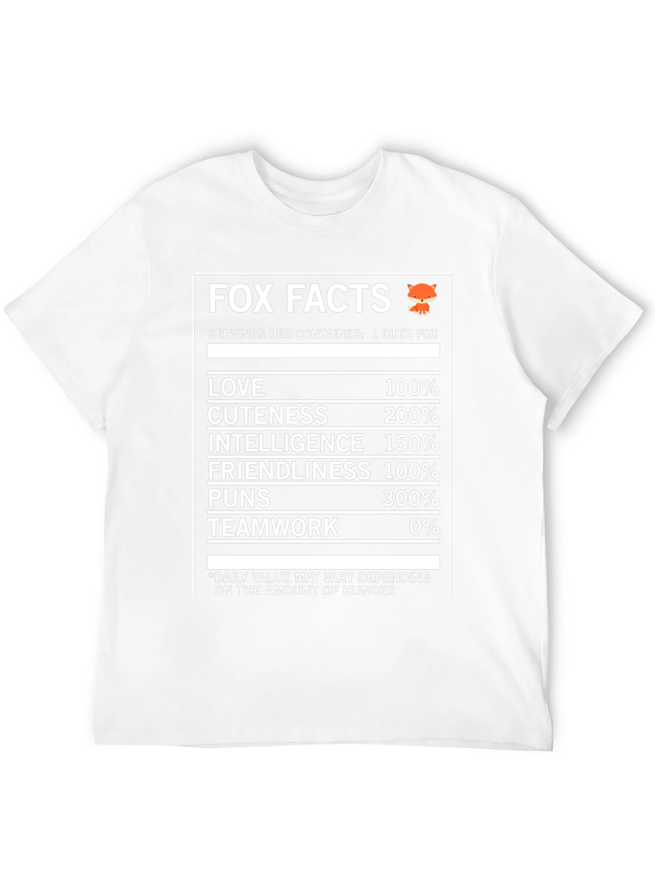 Fox Facts Nutrition T-Shirt - Love Cuteness & Intelligence