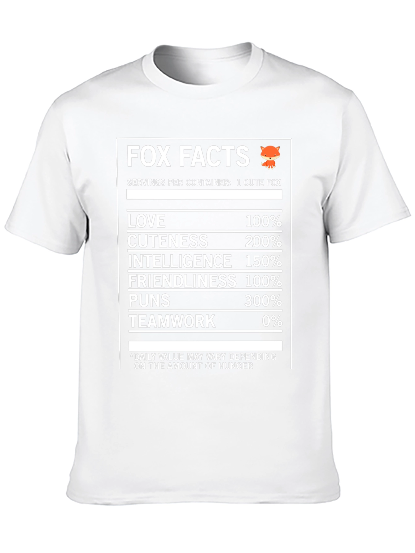 Fox Facts Nutrition T-Shirt - Love Cuteness & Intelligence