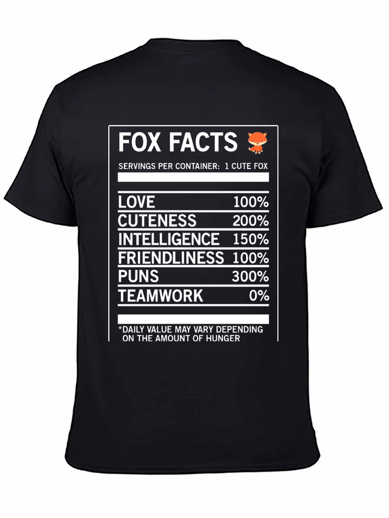 Fox Facts Nutrition T-Shirt - Love Cuteness & Intelligence