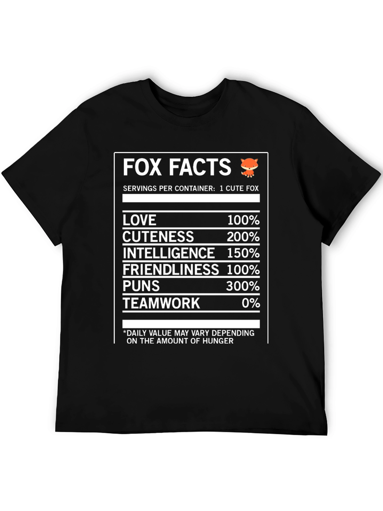 Fox Facts Nutrition T-Shirt - Love Cuteness & Intelligence