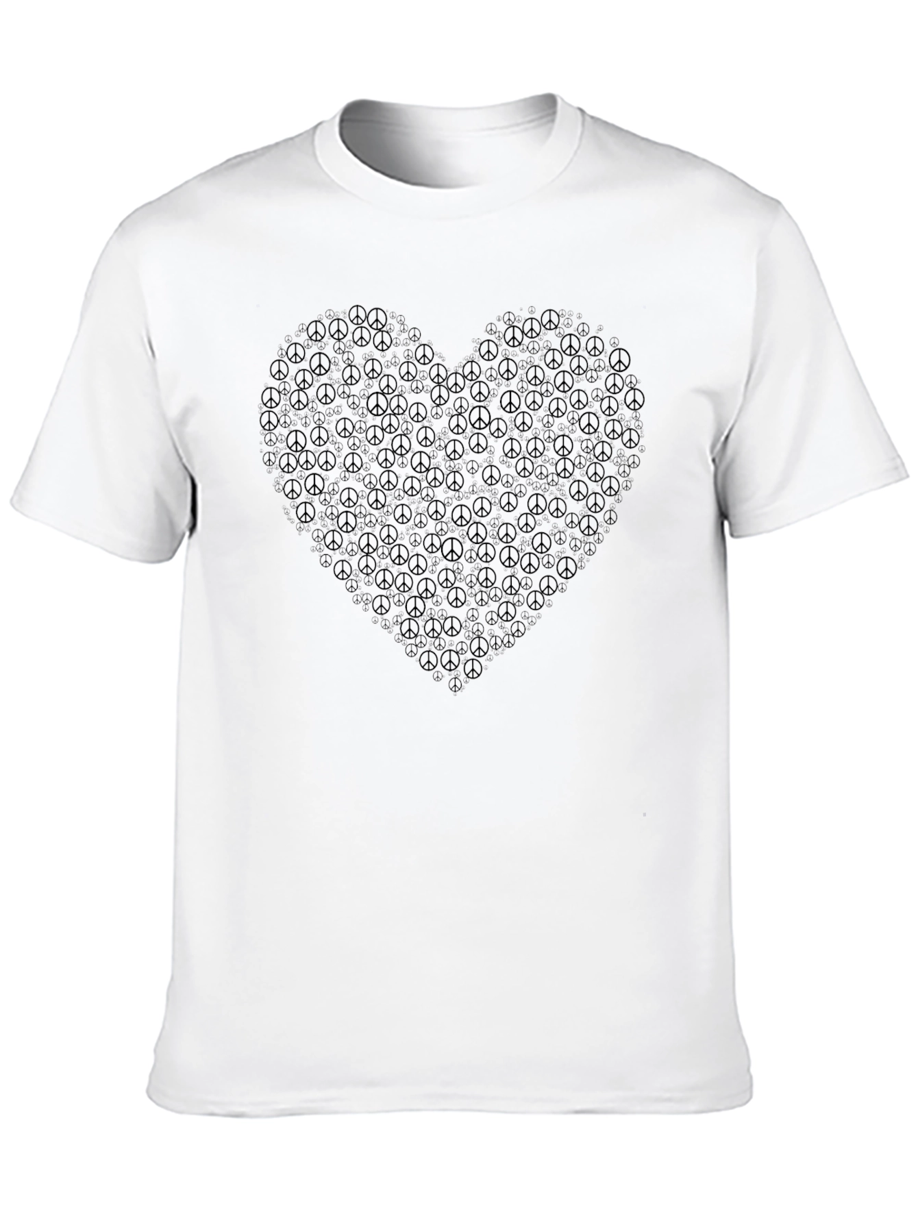 Peace Sign Heart Graphic Black T-Shirt