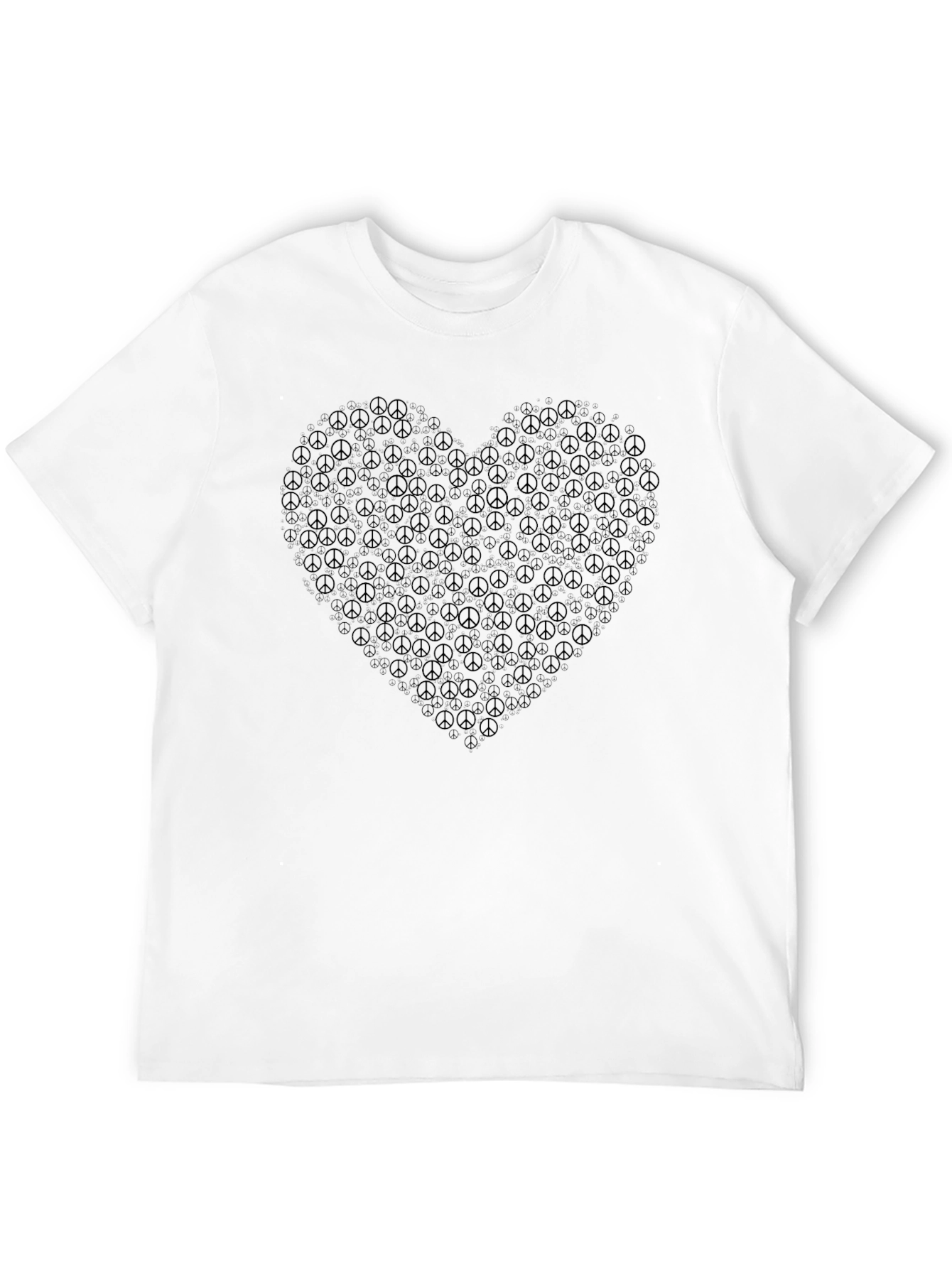 Peace Sign Heart Graphic Black T-Shirt