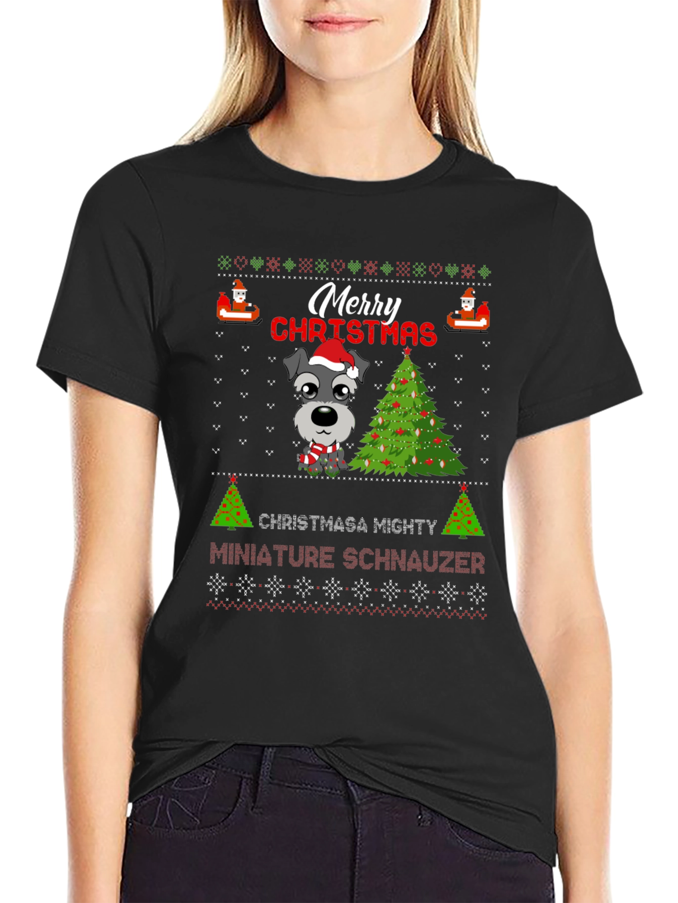 Merry Christmas Miniature Schnauzer T-Shirt