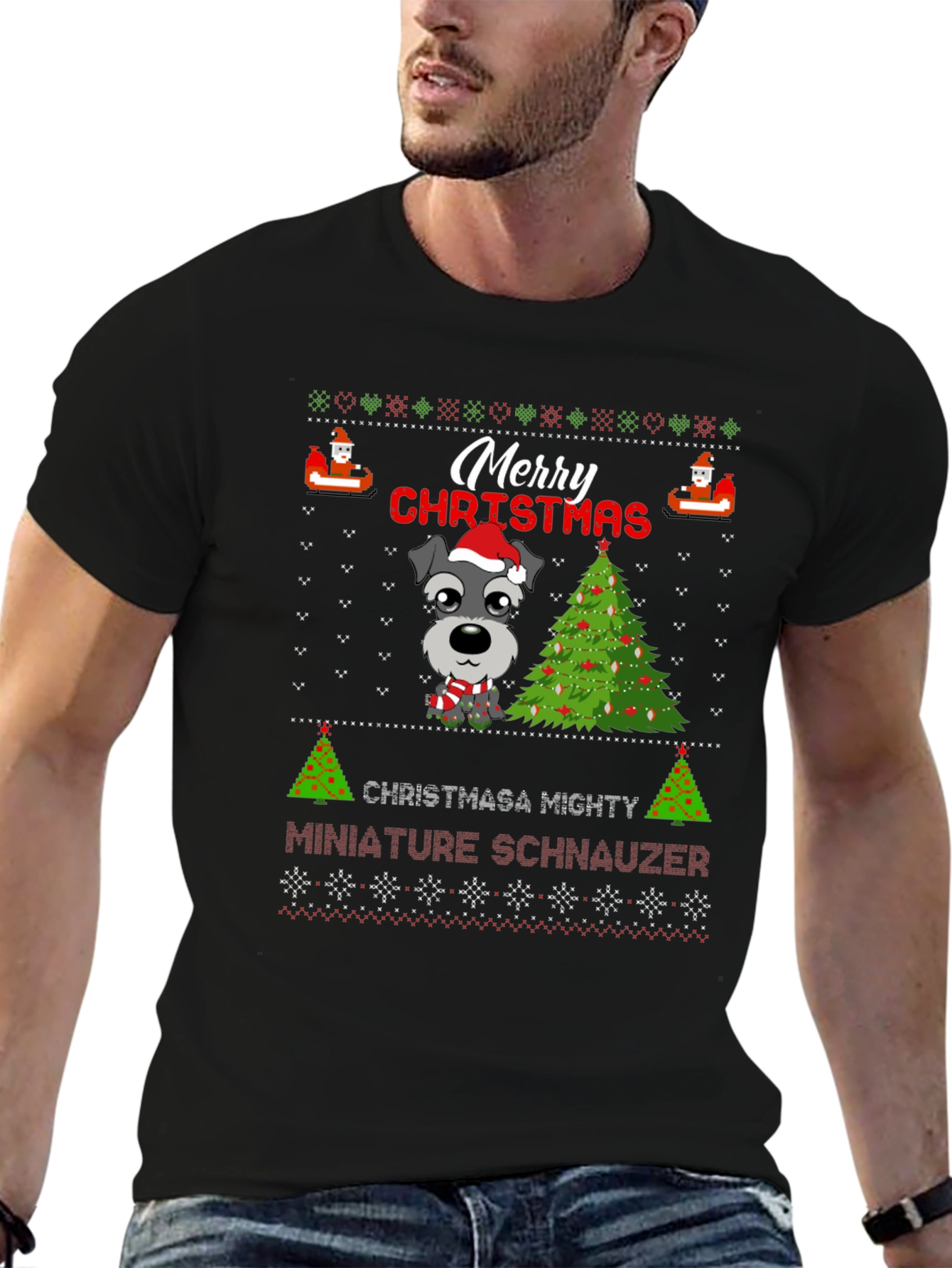 Merry Christmas Miniature Schnauzer T-Shirt