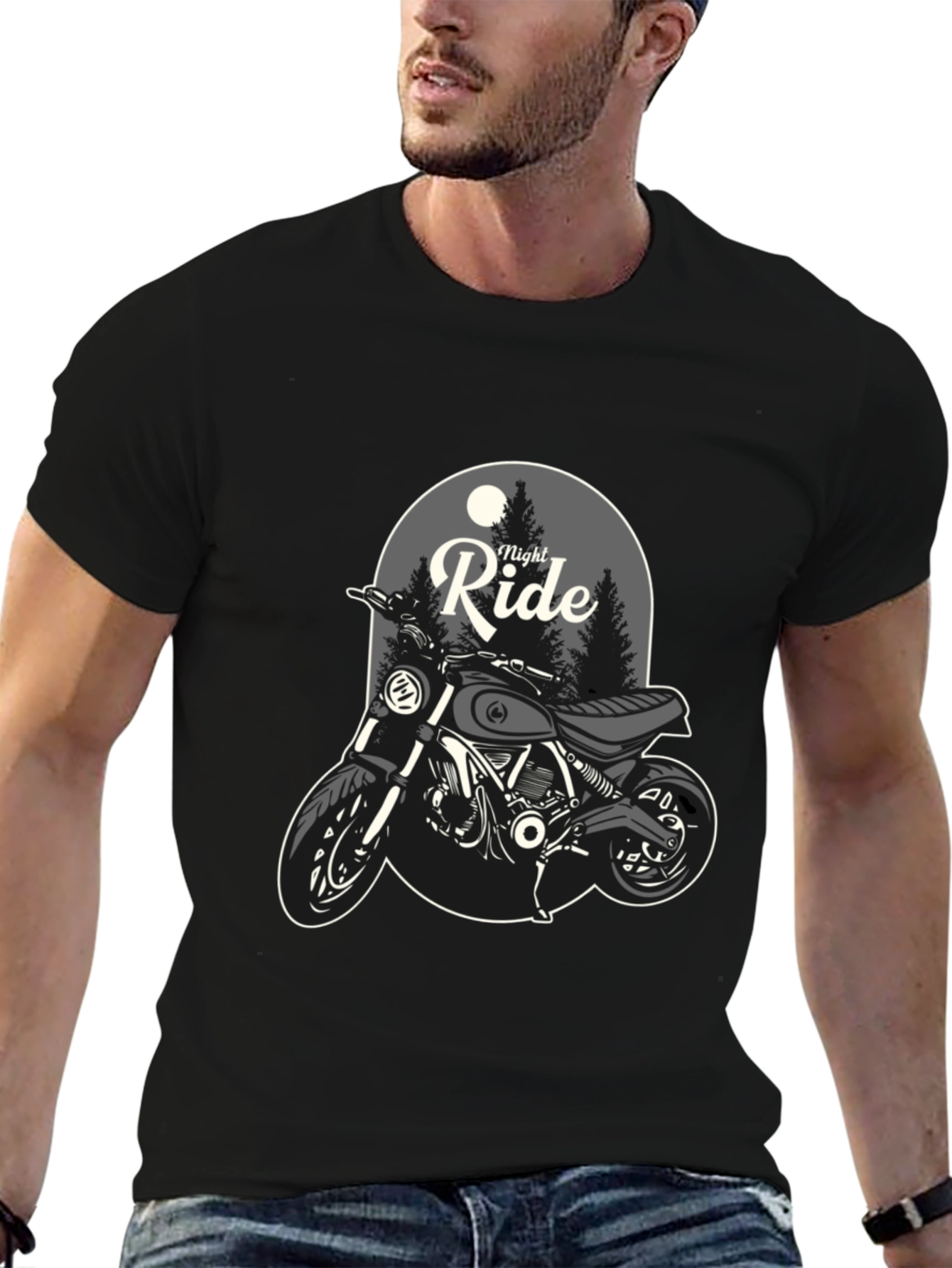 Night Ride Motorcycle Graphic T-Shirt