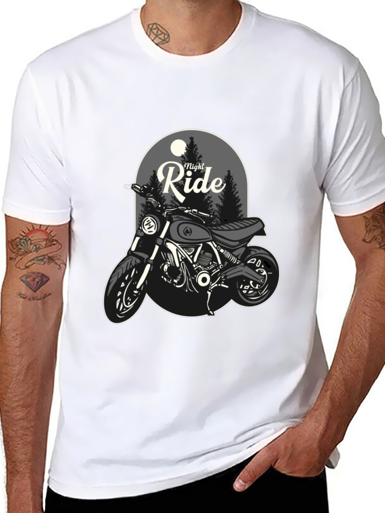 Night Ride Motorcycle Graphic T-Shirt
