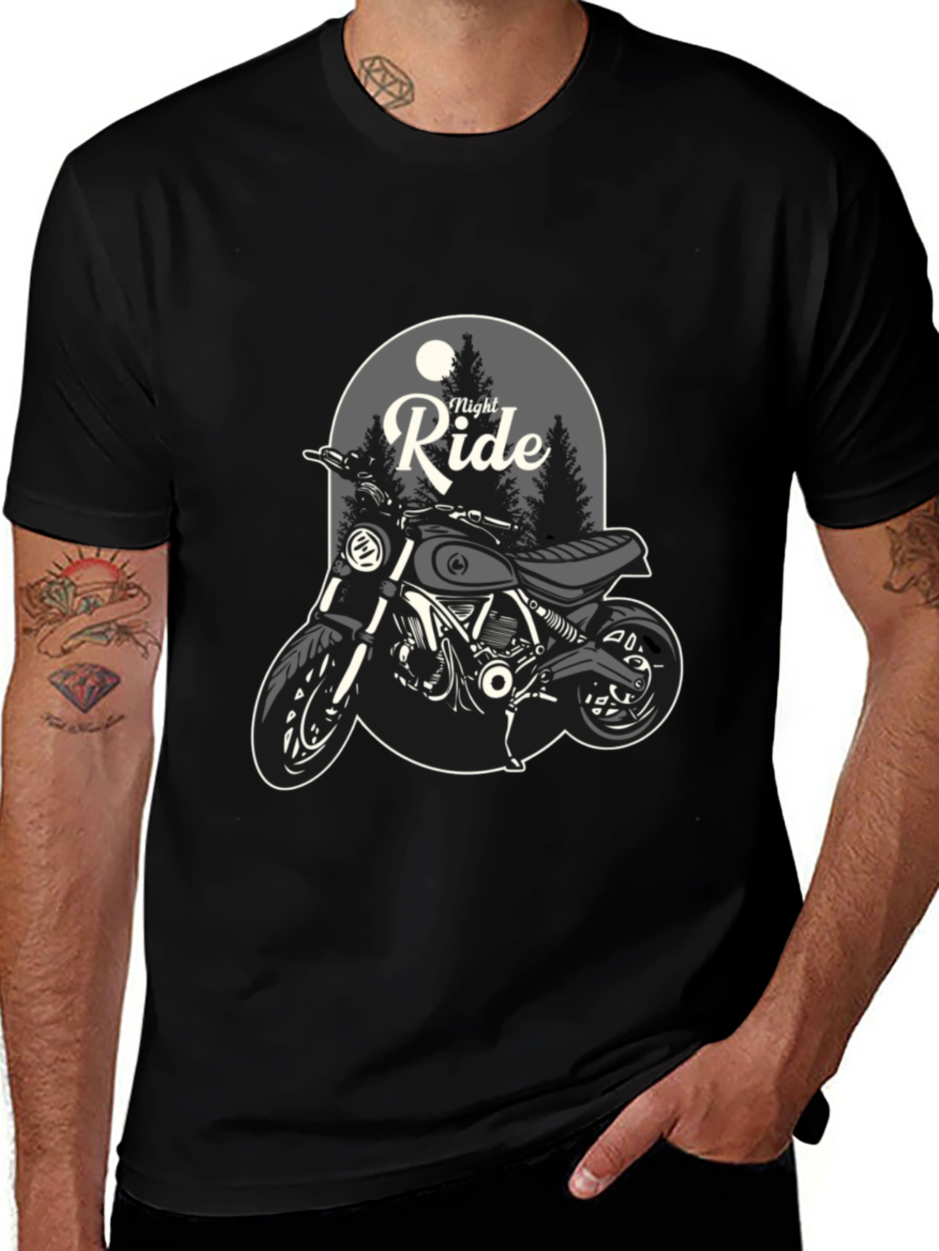 Night Ride Motorcycle Graphic T-Shirt