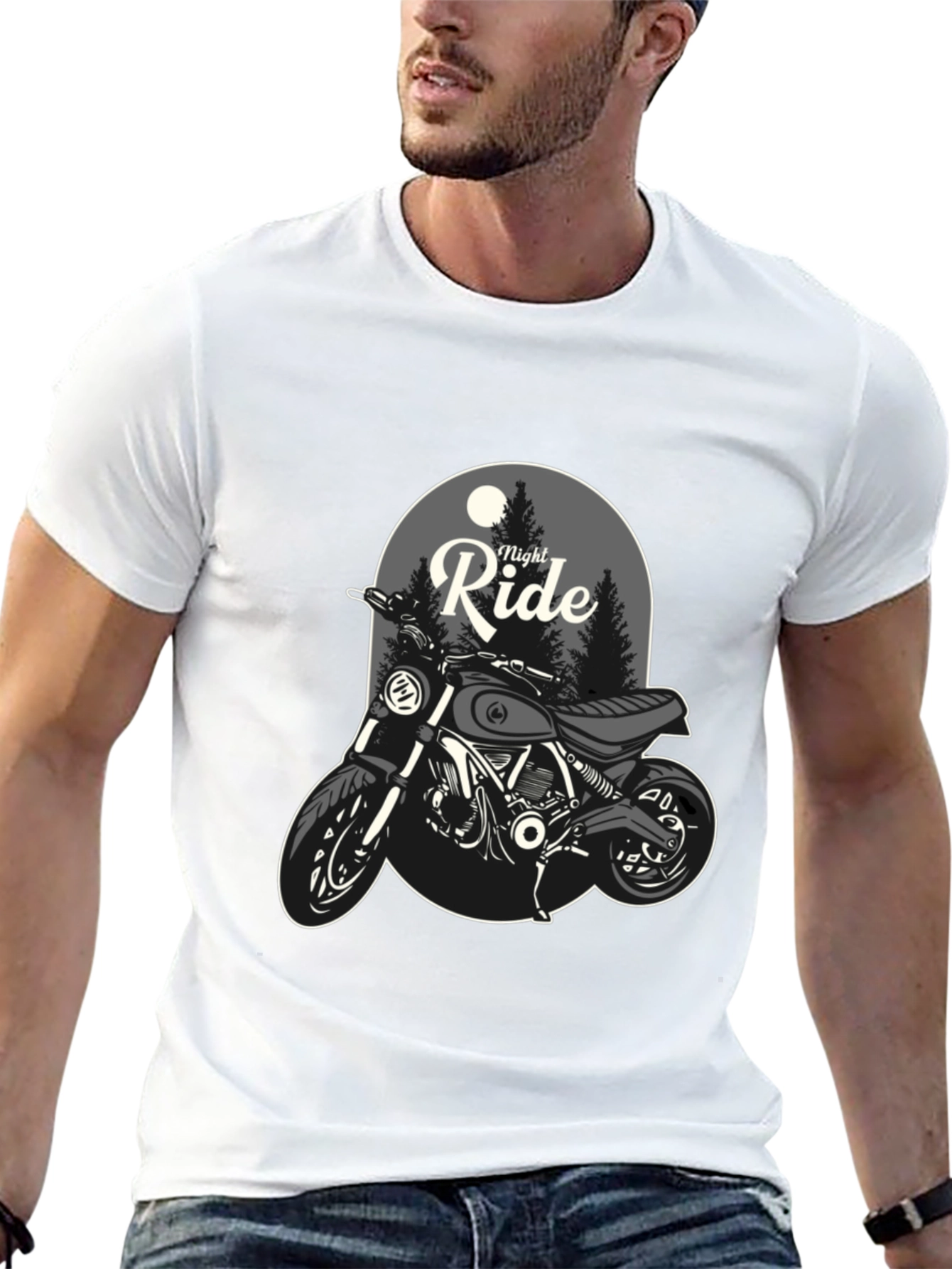 Night Ride Motorcycle Graphic T-Shirt
