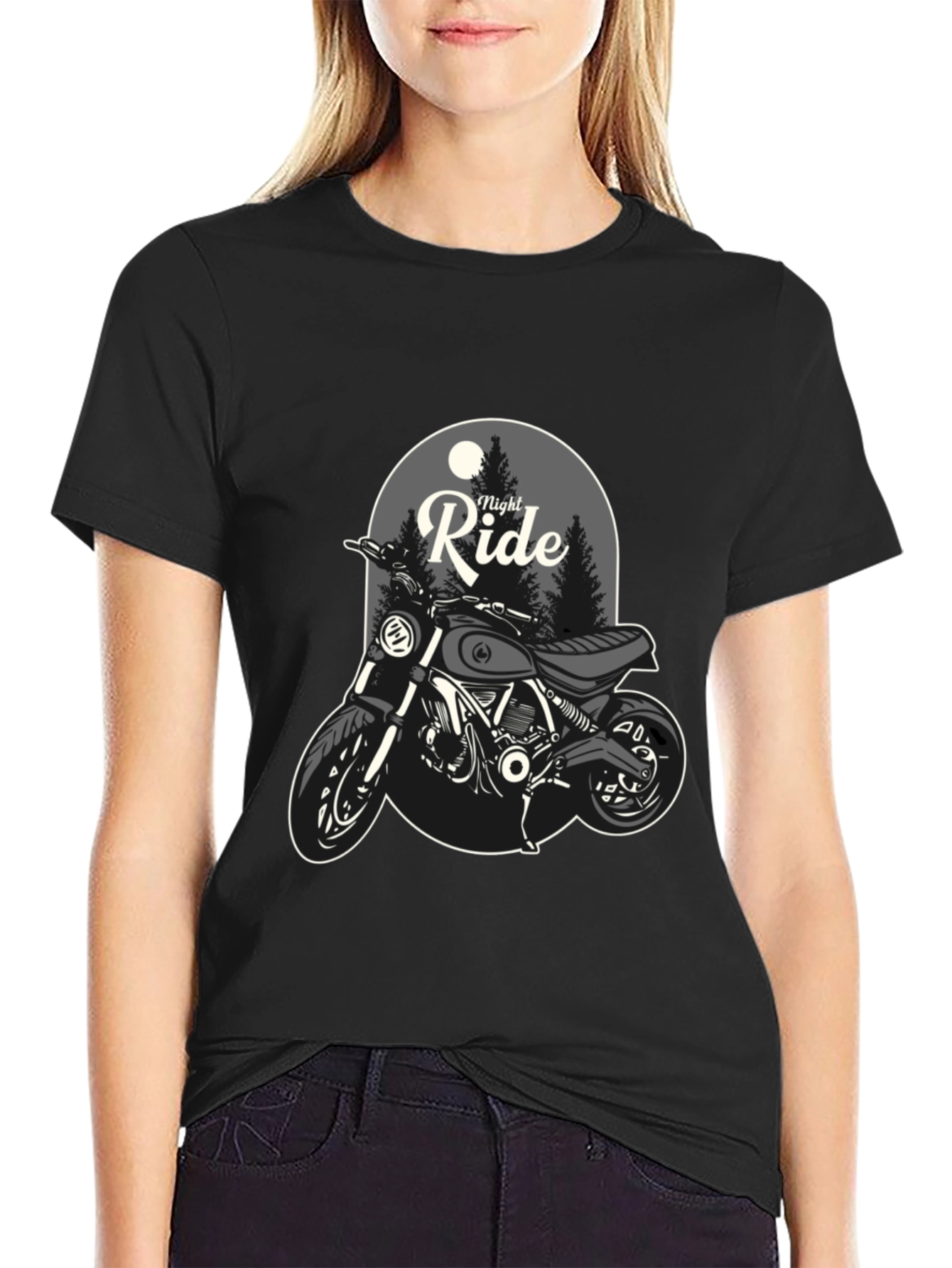 Night Ride Motorcycle Graphic T-Shirt