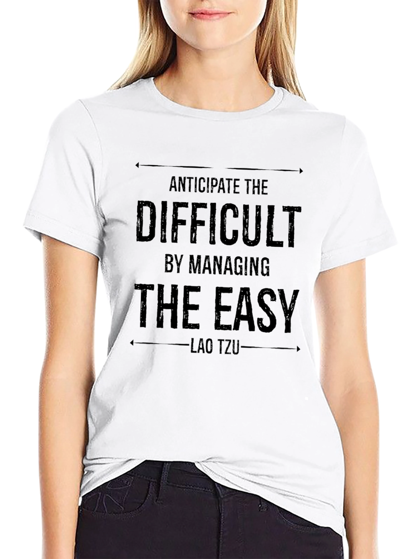 Lao Tzu Quote Black T-Shirt - Anticipate the Difficult