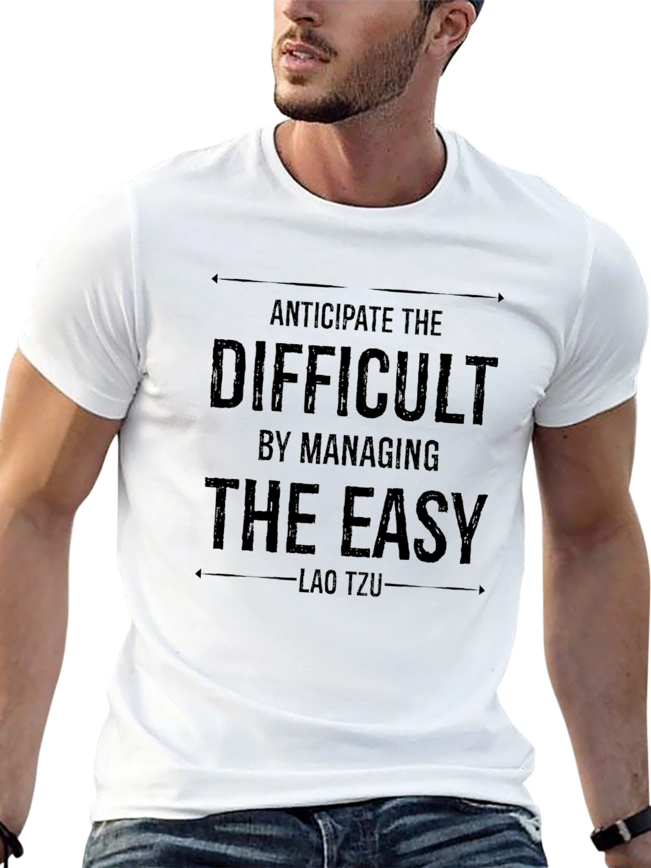 Lao Tzu Quote Black T-Shirt - Anticipate the Difficult