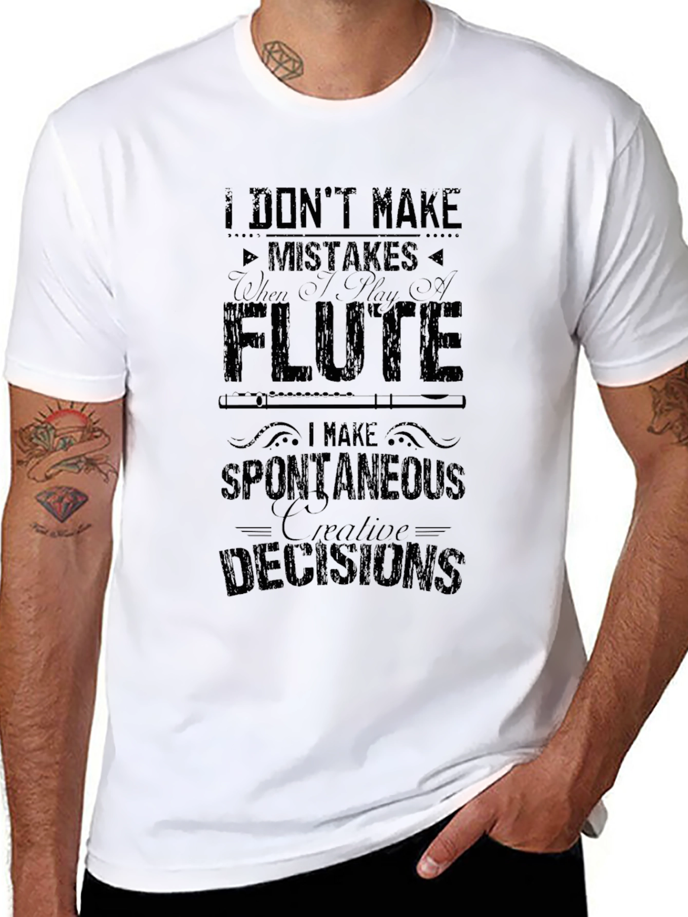 Flute Players Black Graphic T-Shirt