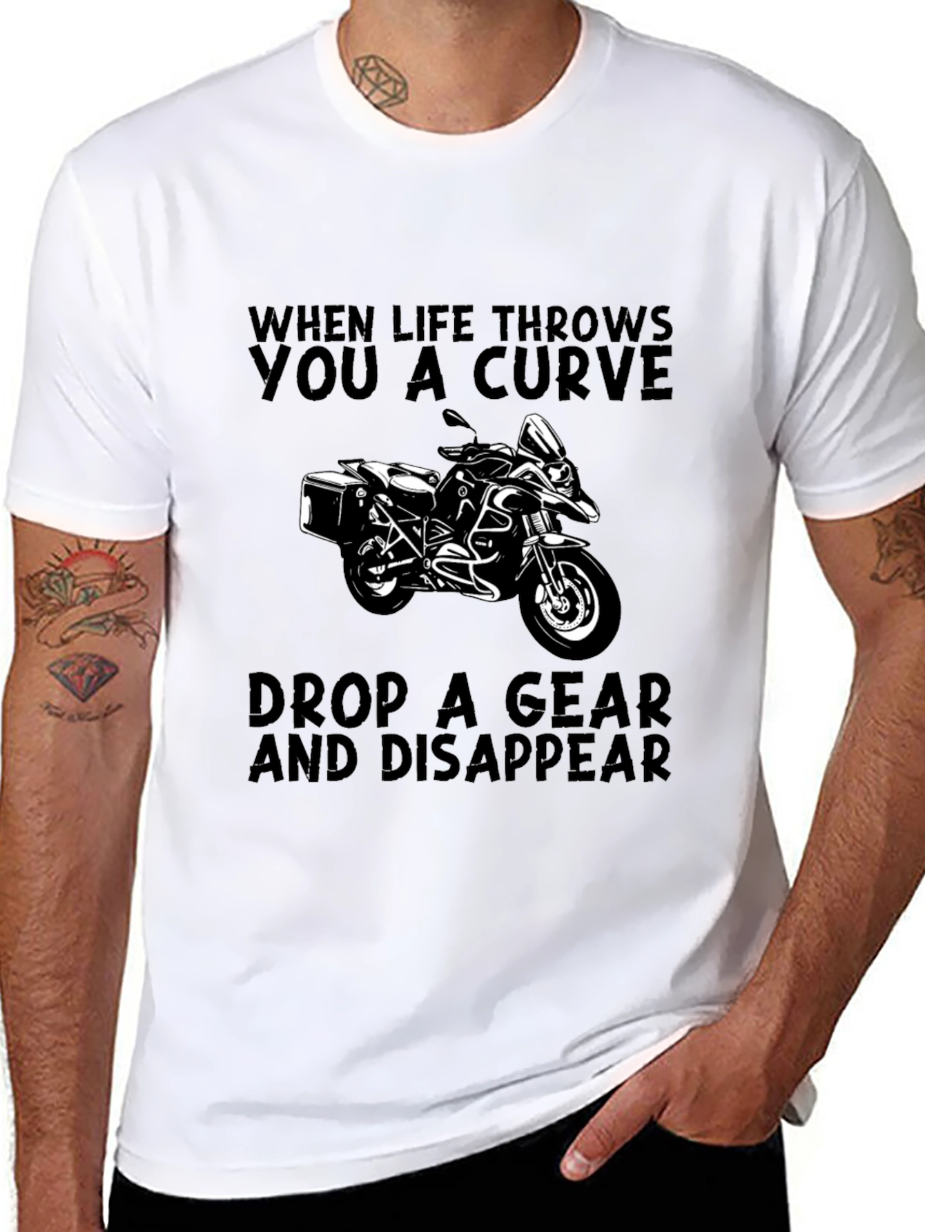 Motorcycle T-Shirt: Drop a Gear & Disappear