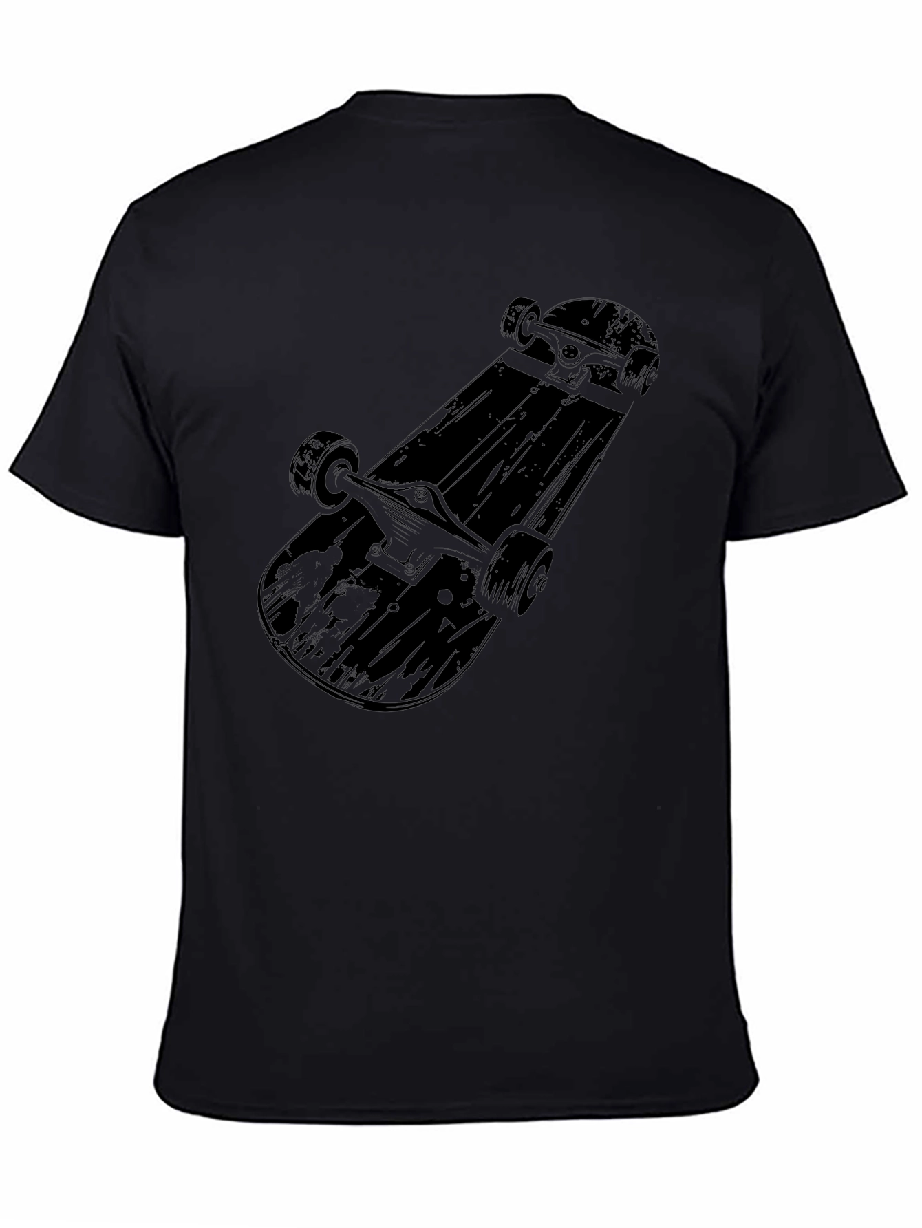 Skateboard Graphic Tee - Mens Black Cotton T-Shirt