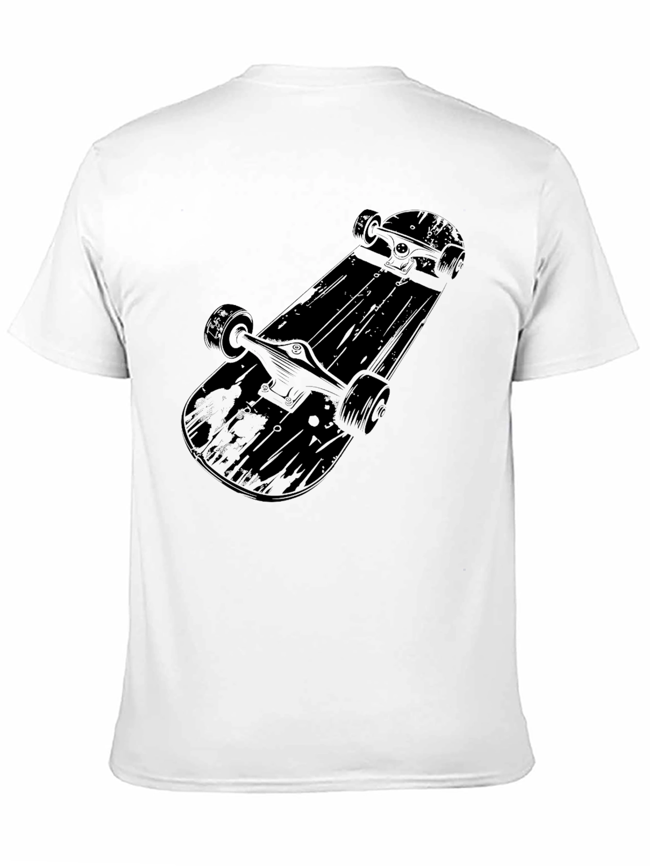 Skateboard Graphic Tee - Mens Black Cotton T-Shirt