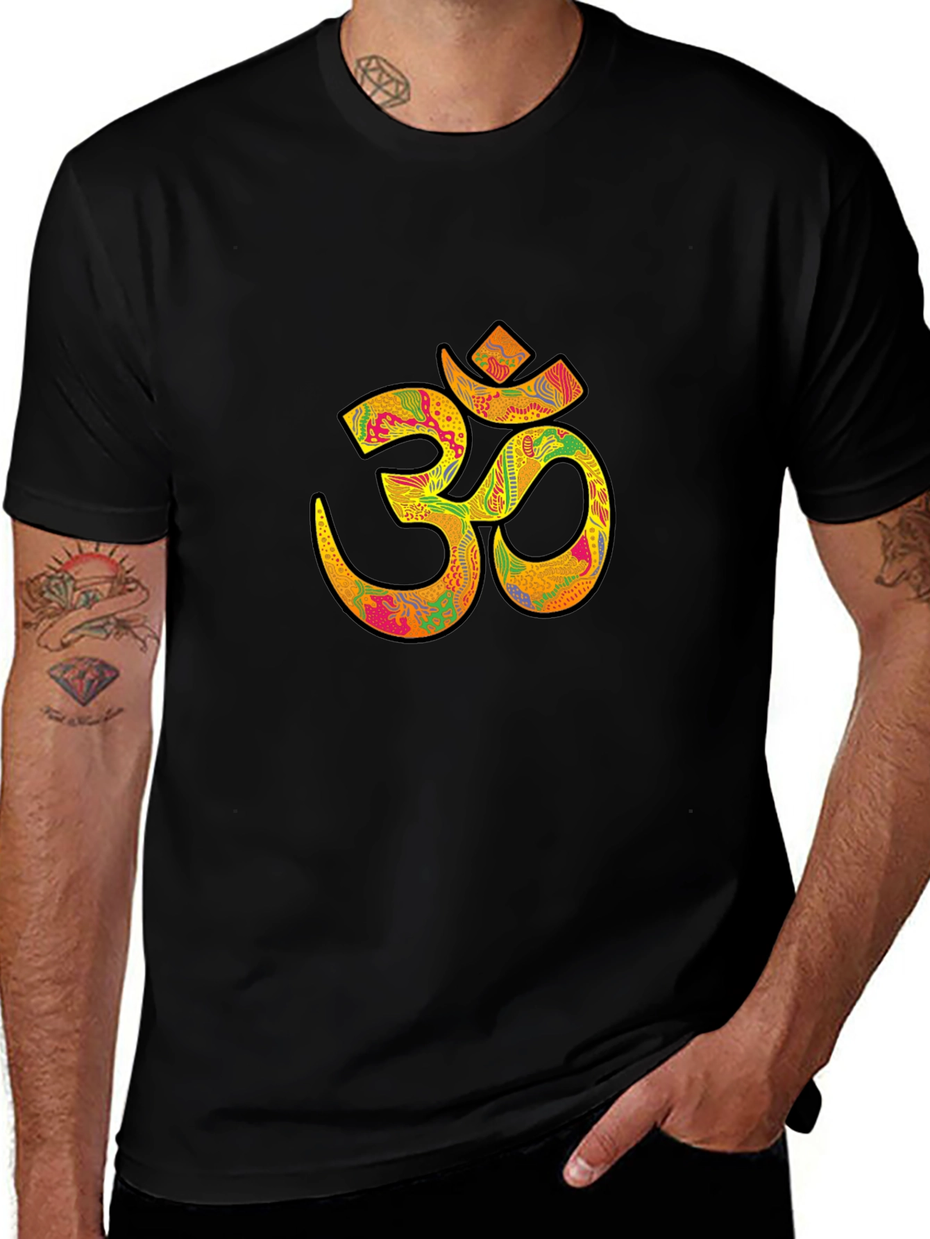 Om Symbol Black Graphic Tee for Men