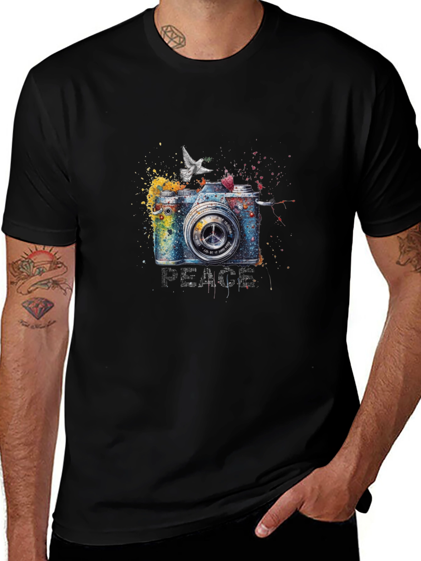 Peace Camera Graphic T-Shirt