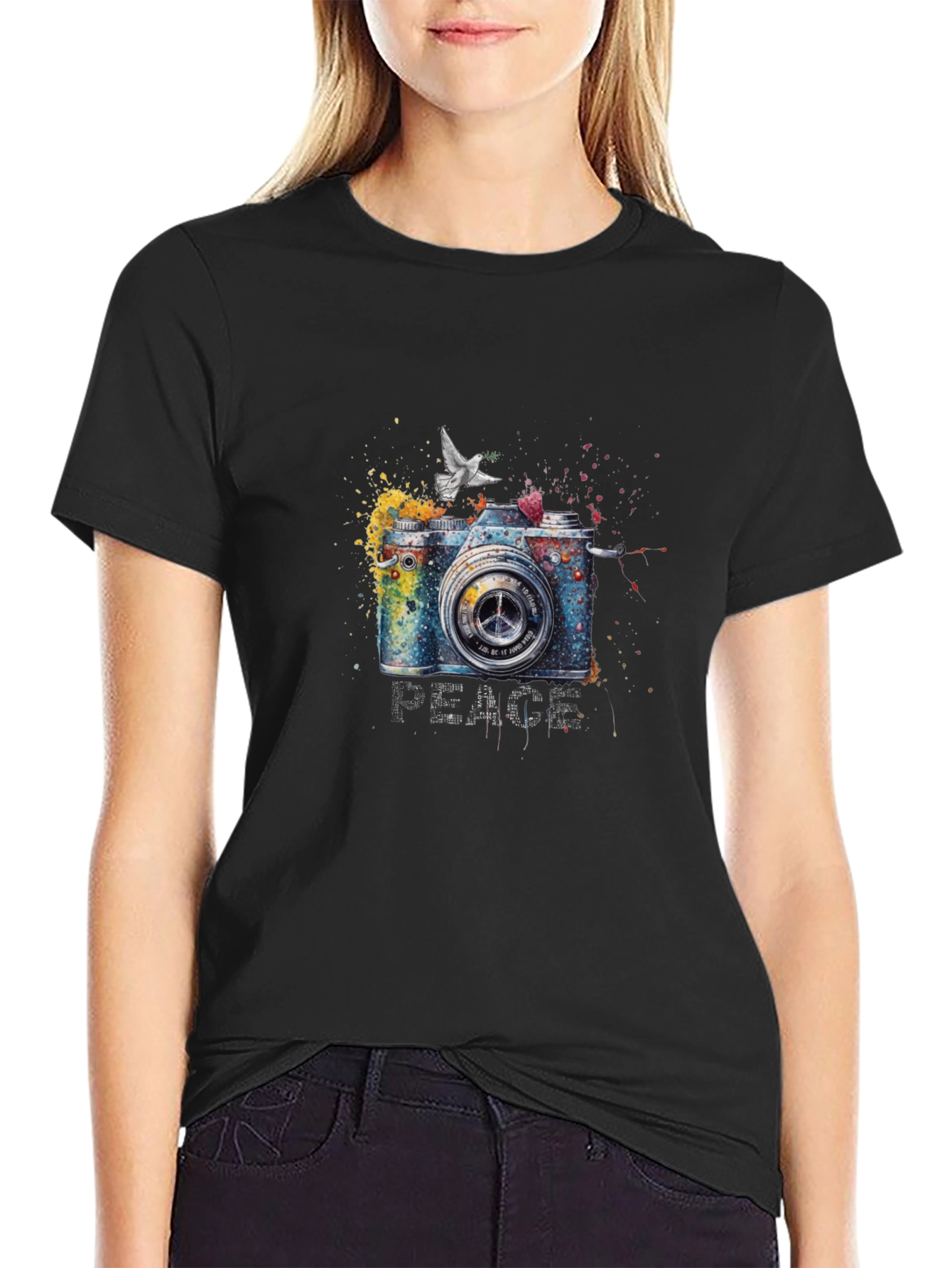 Peace Camera Graphic T-Shirt