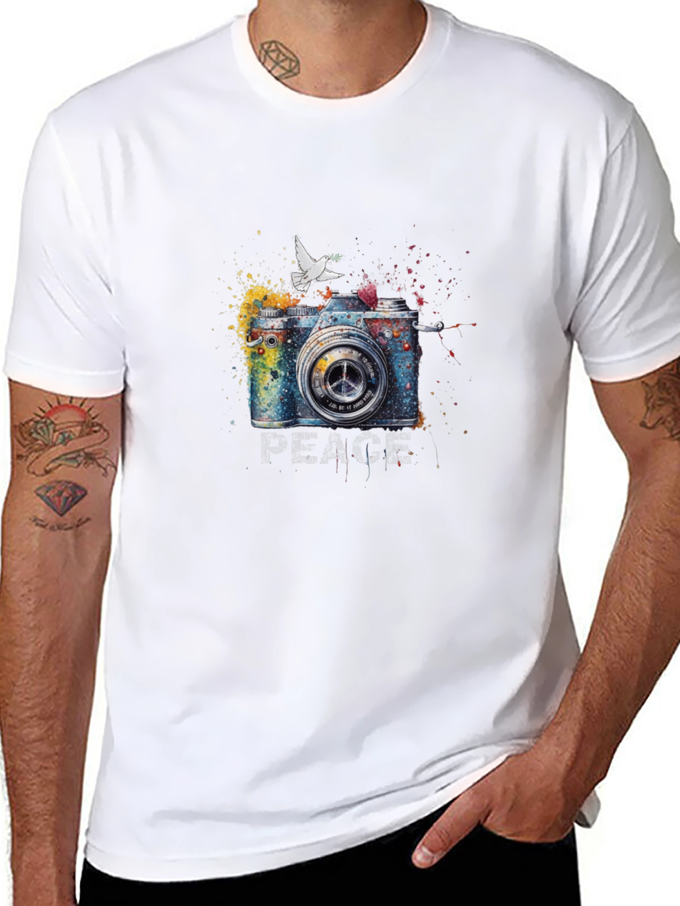 Peace Camera Graphic T-Shirt