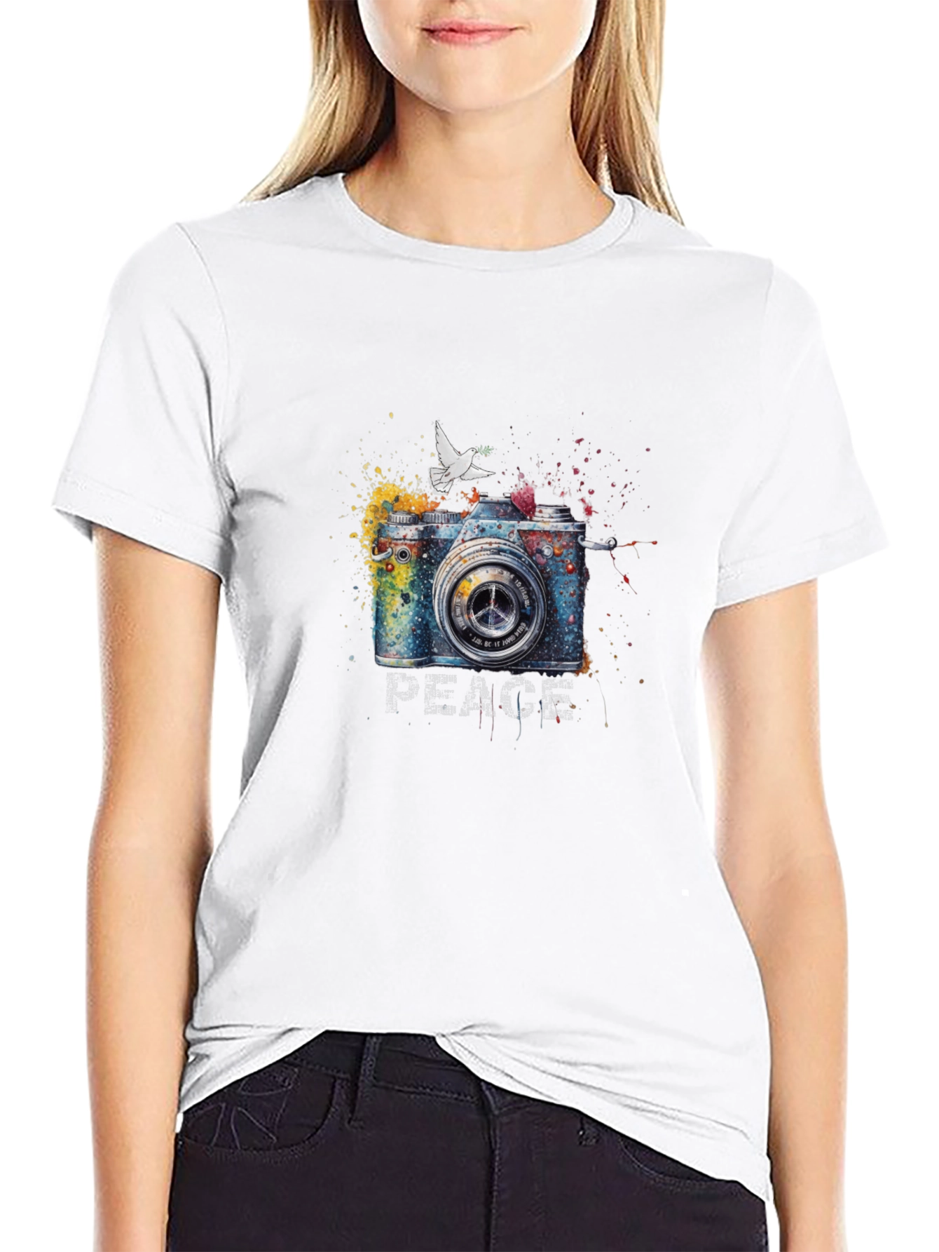 Peace Camera Graphic T-Shirt
