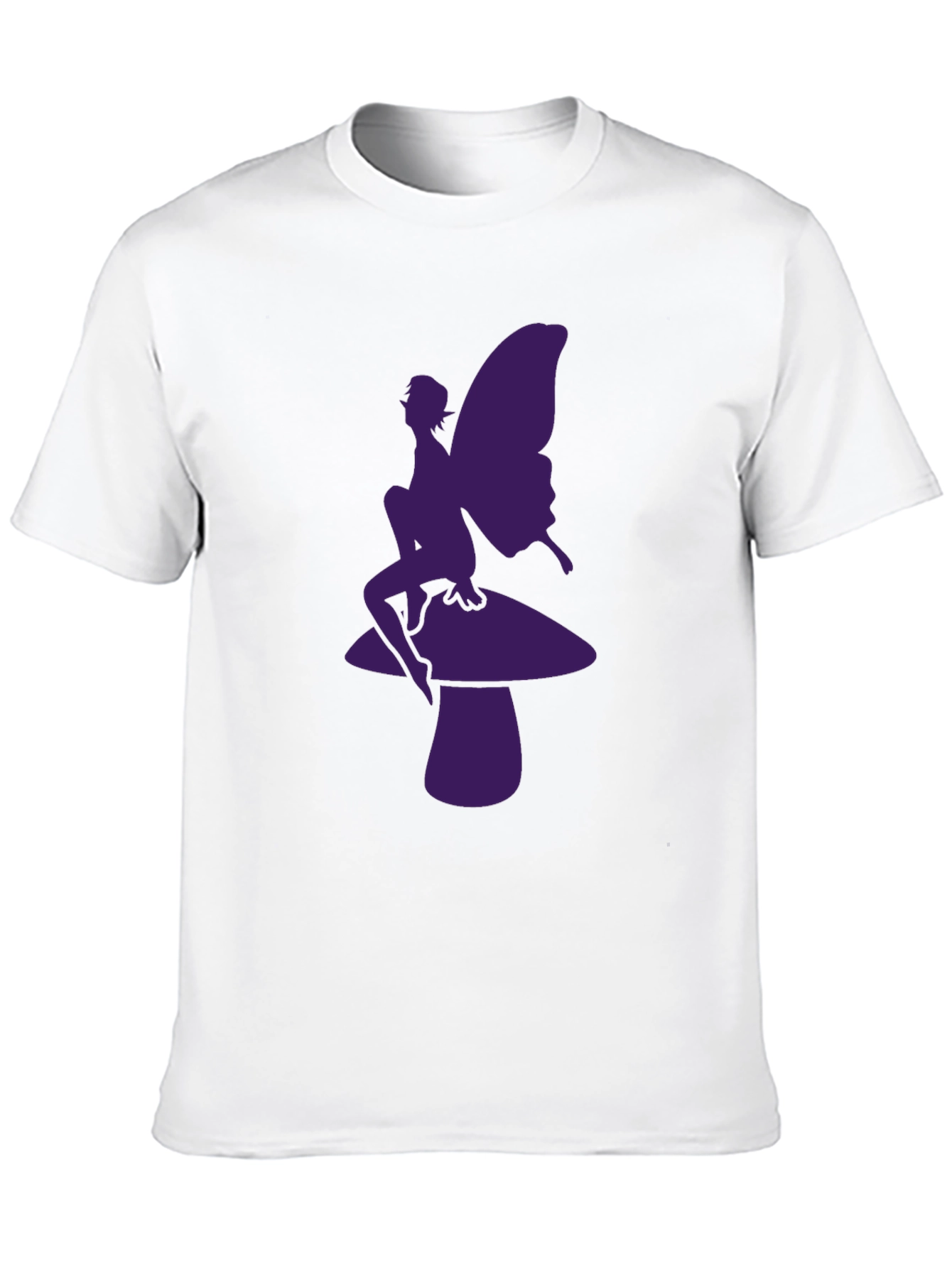 Fairy on Mushroom Graphic Tee - Black Casual T-Shirt
