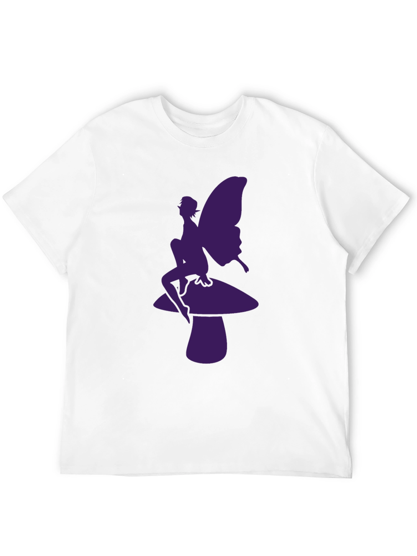 Fairy on Mushroom Graphic Tee - Black Casual T-Shirt