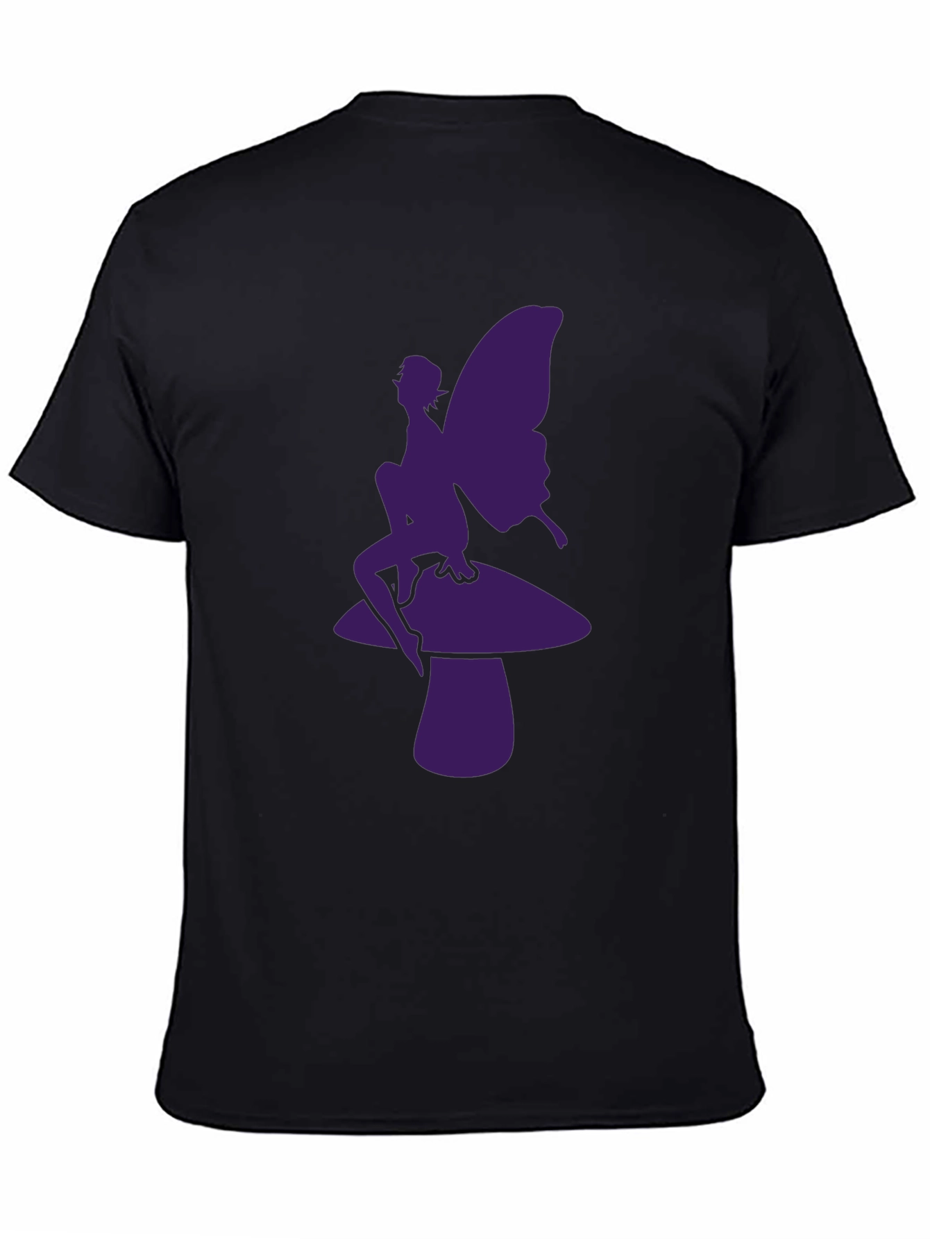 Fairy on Mushroom Graphic Tee - Black Casual T-Shirt