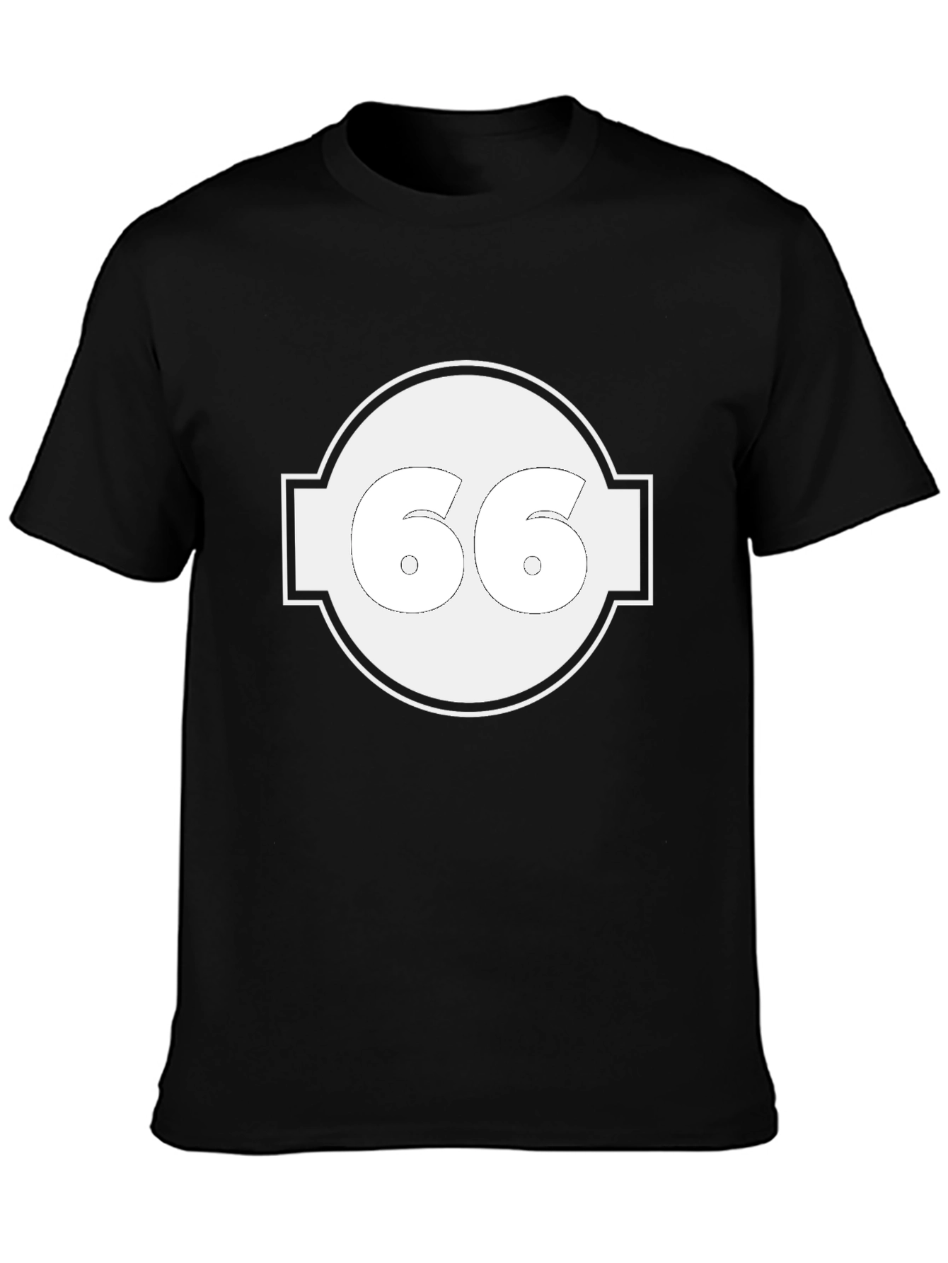 Retro Number 66 Graphic Tee - Black T-Shirt