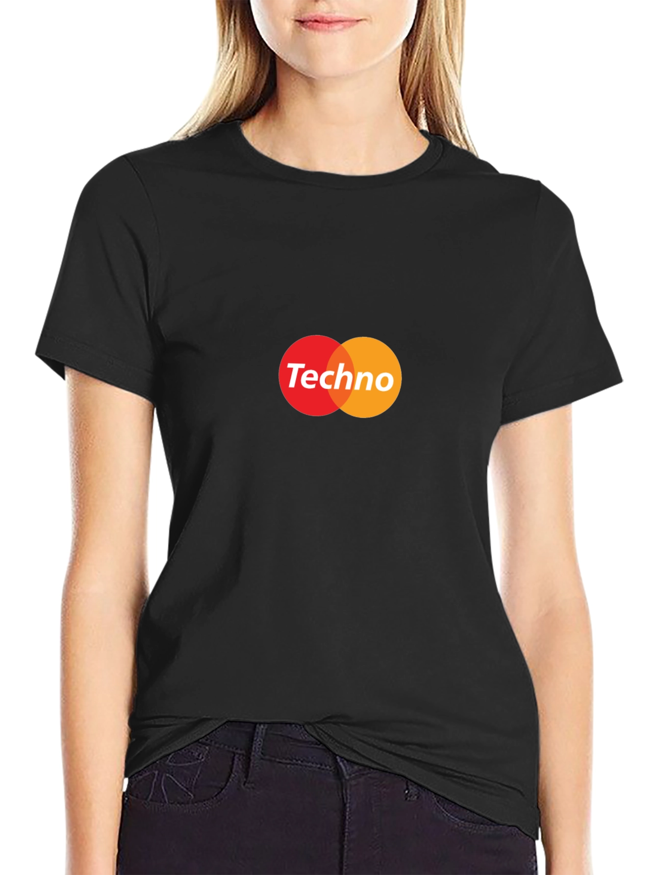 Techno Music Graphic Tee - Black Crew Neck