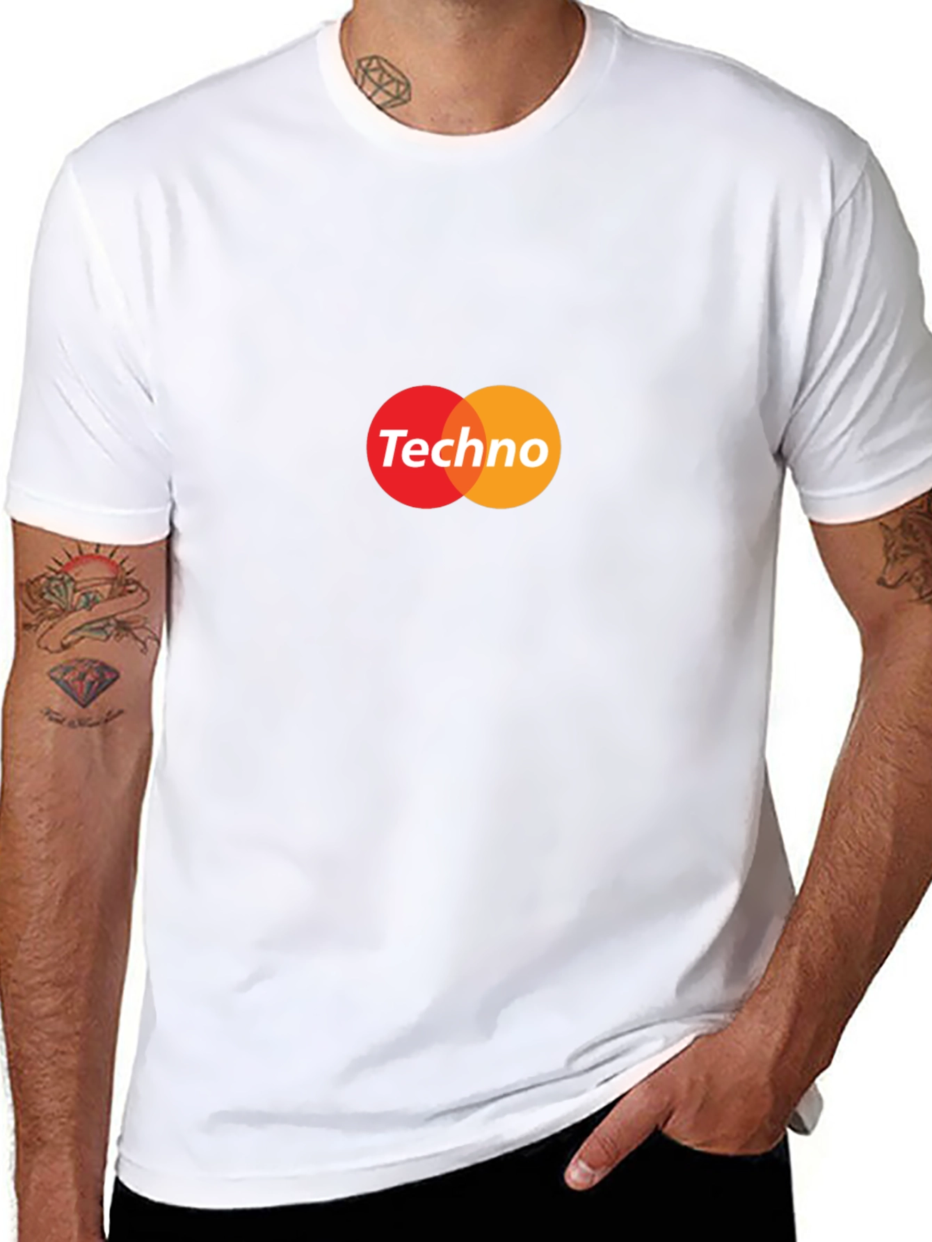 Techno Music Graphic Tee - Black Crew Neck