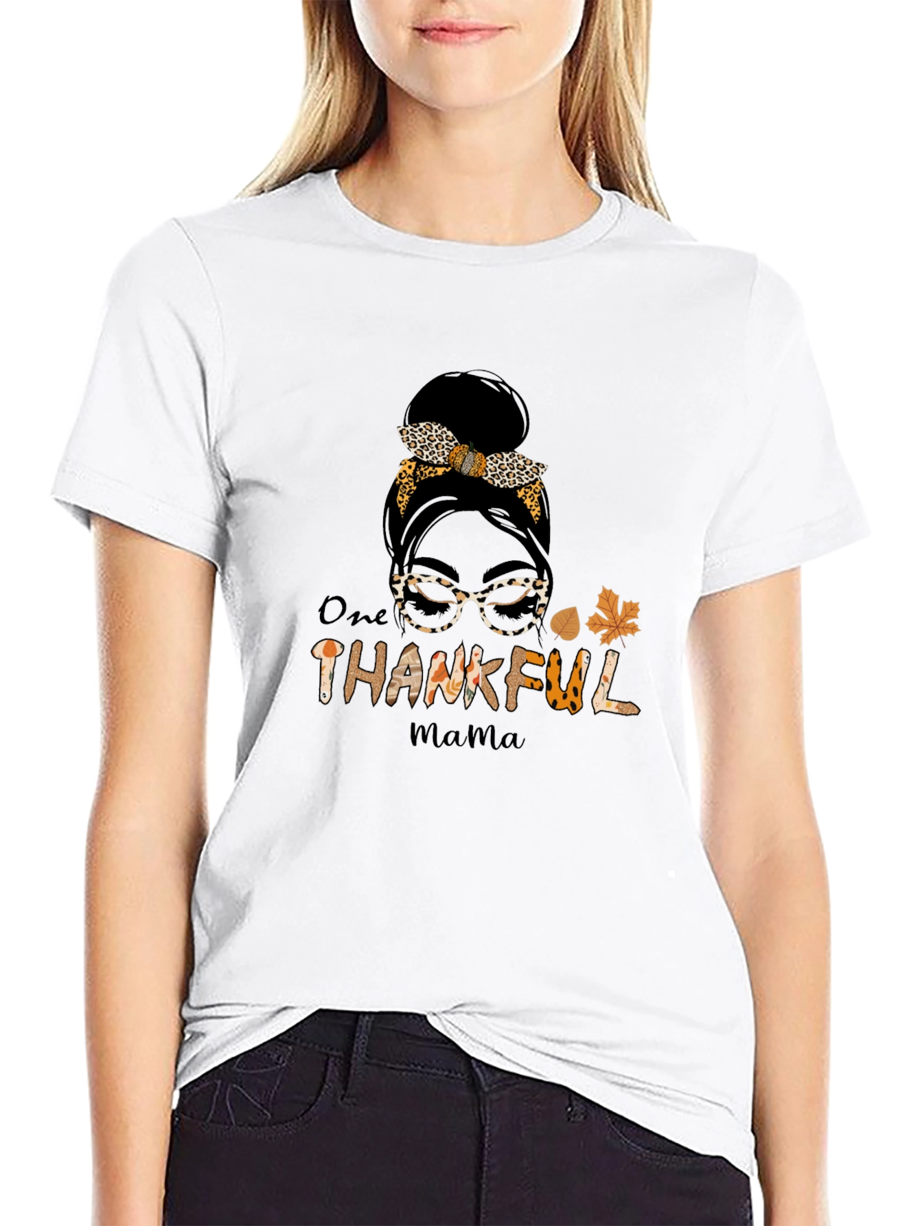 One Thankful Mama T-Shirt - Leopard Print