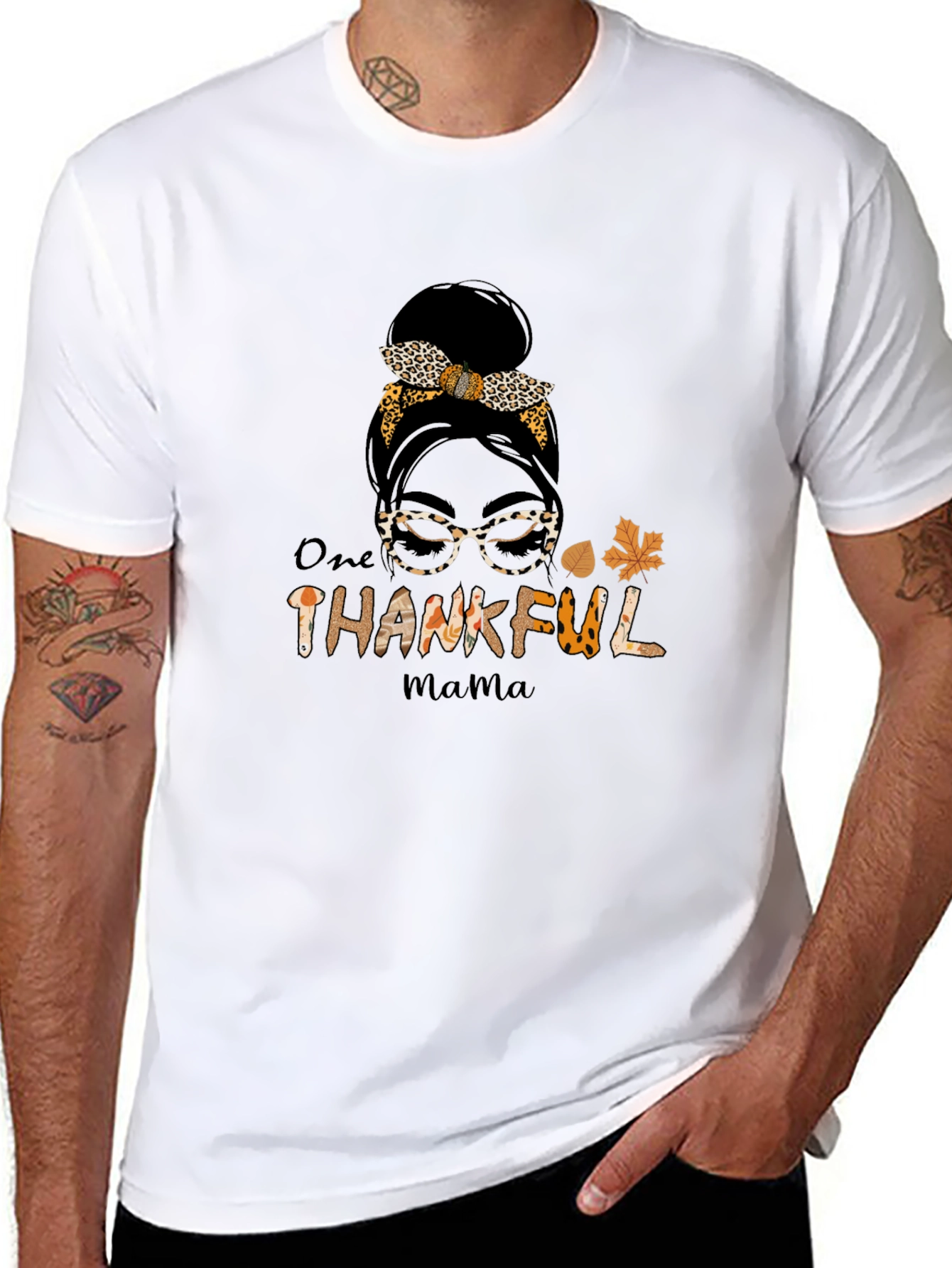 One Thankful Mama T-Shirt - Leopard Print