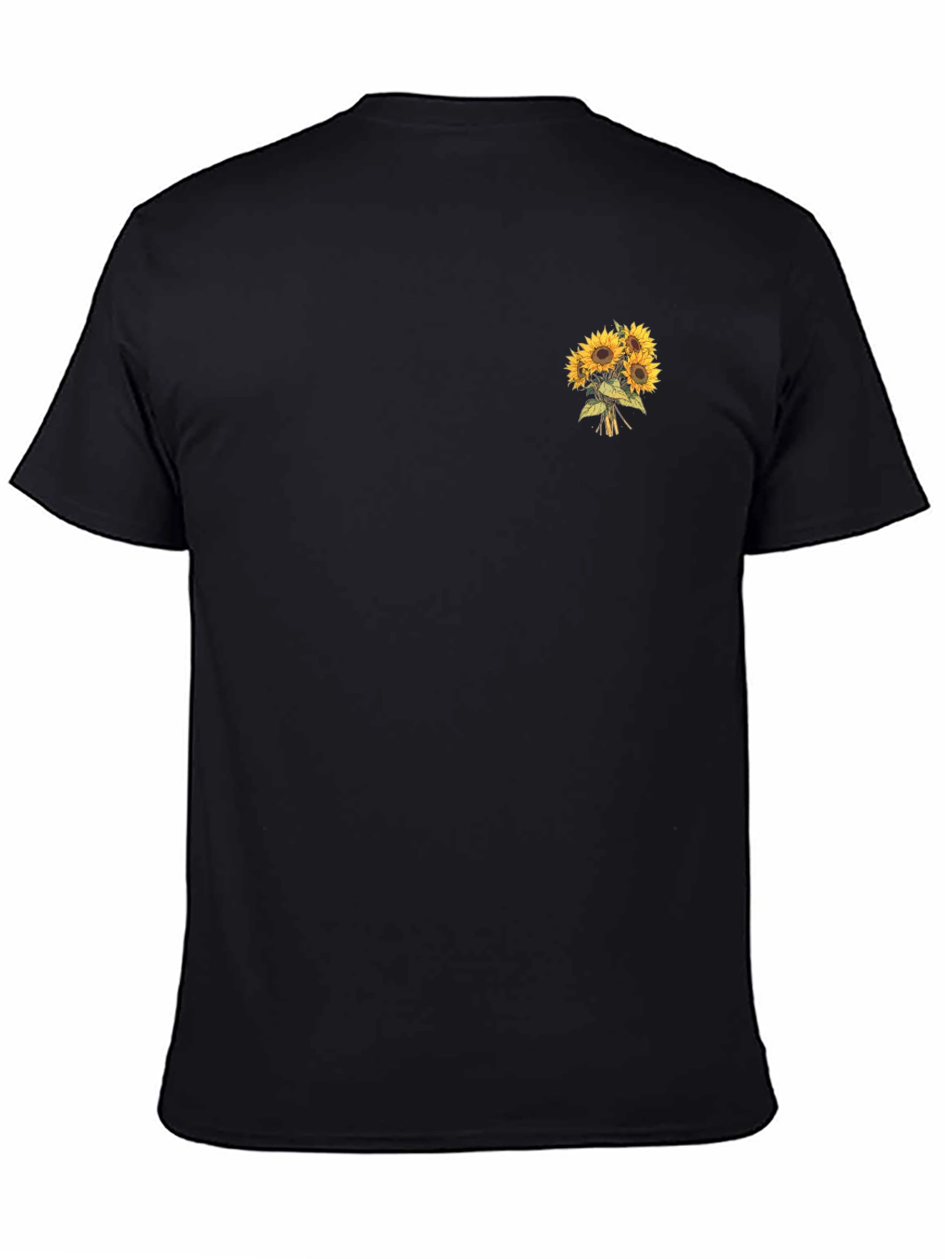 Sunflower Bouquet Graphic Tee - Black Cotton T-Shirt