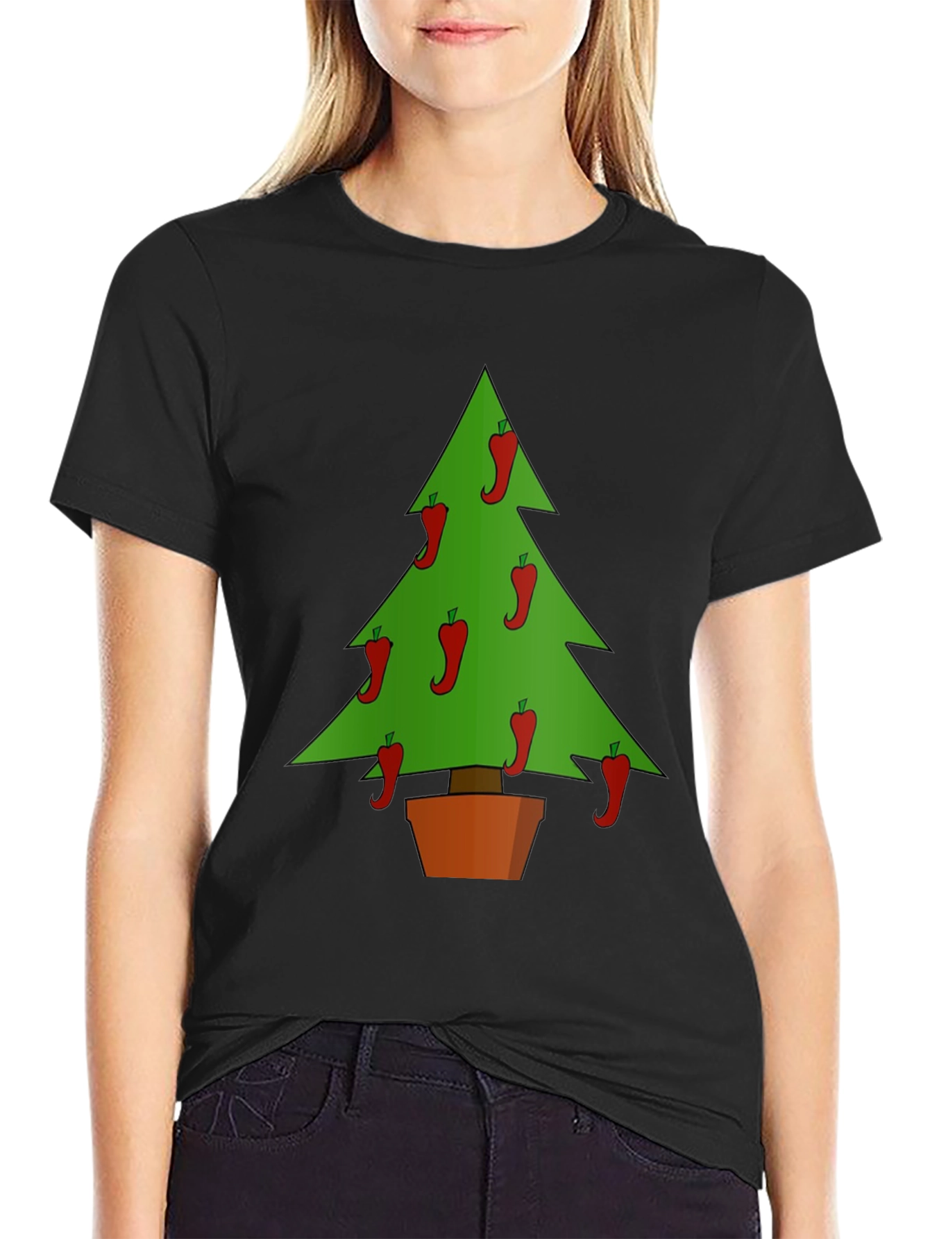 Chili Pepper Christmas Tree Graphic Tee