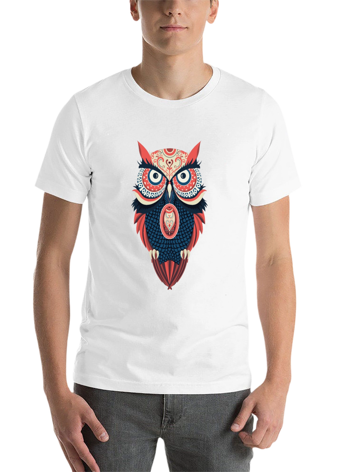 Owl Graphic Print Mens Black T-Shirt