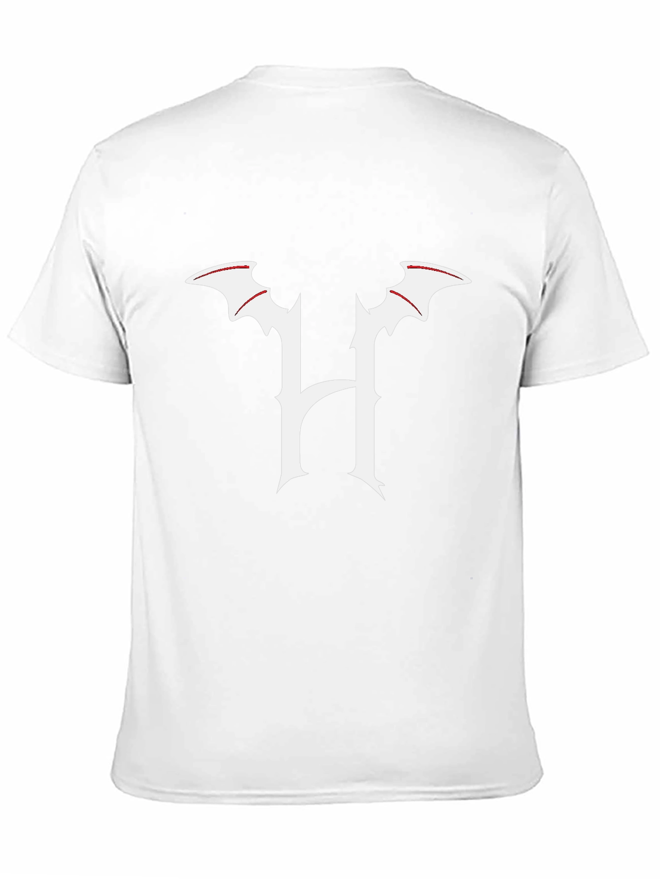 Gothic Batwing H Letter Black T-Shirt