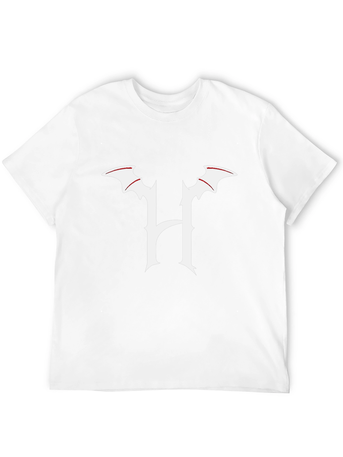 Gothic Batwing H Letter Black T-Shirt