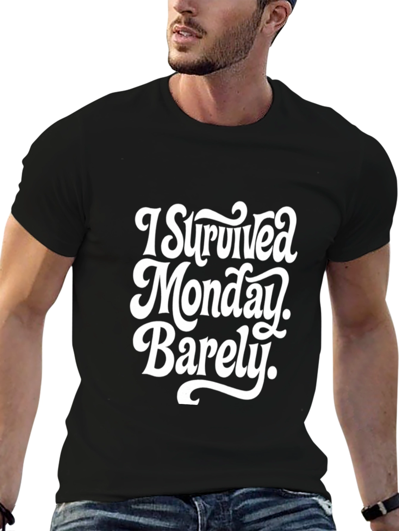 I Survived Monday Barely T-Shirt - Funny Mens Tee